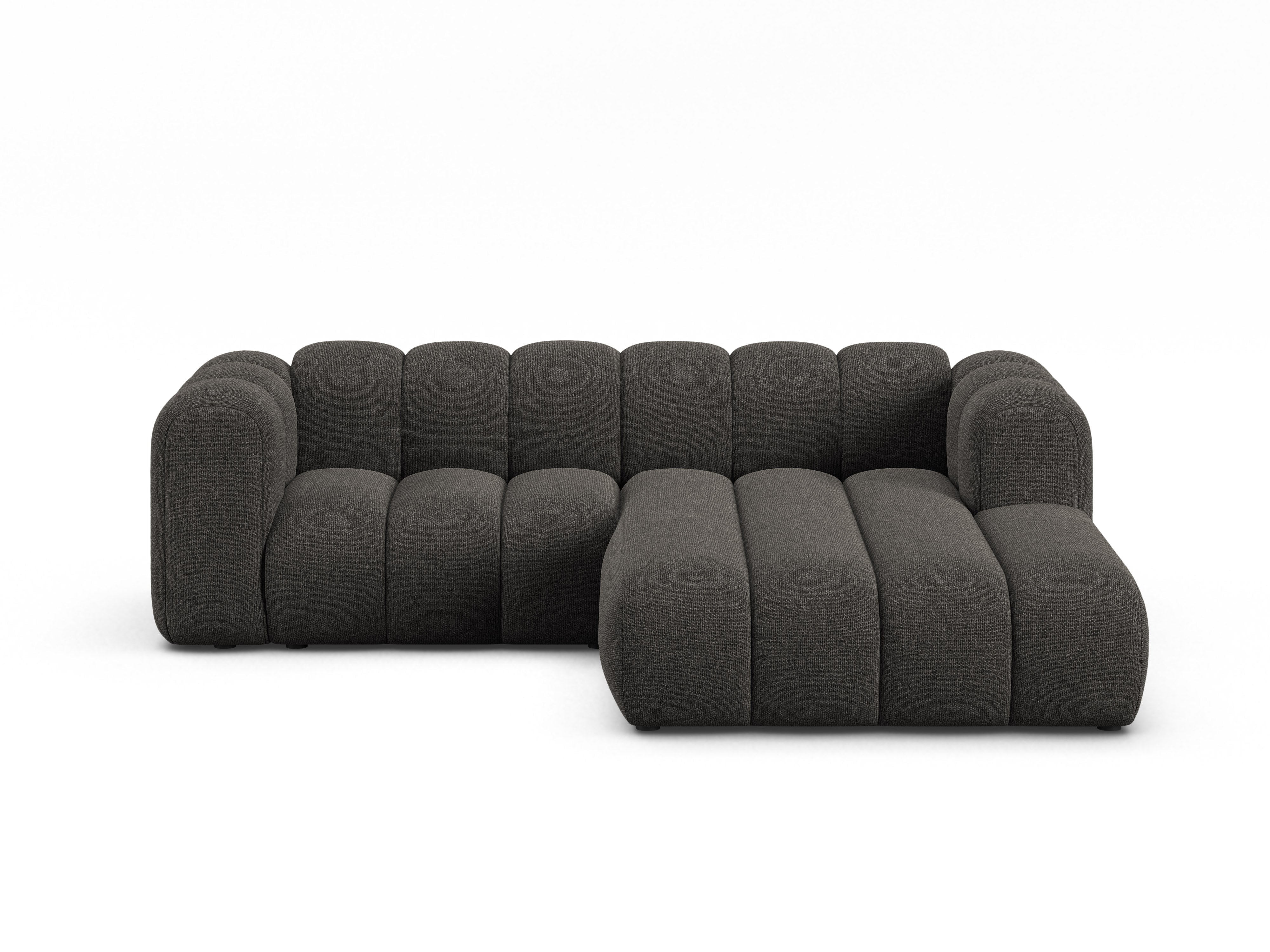 Grijze chenille 3-zits hoekbank LUPINE rechts