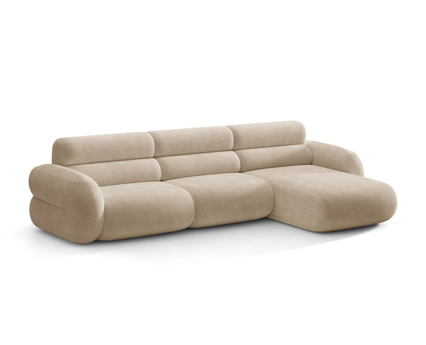 Rechthoekige NEO hoekbank in beige chenille