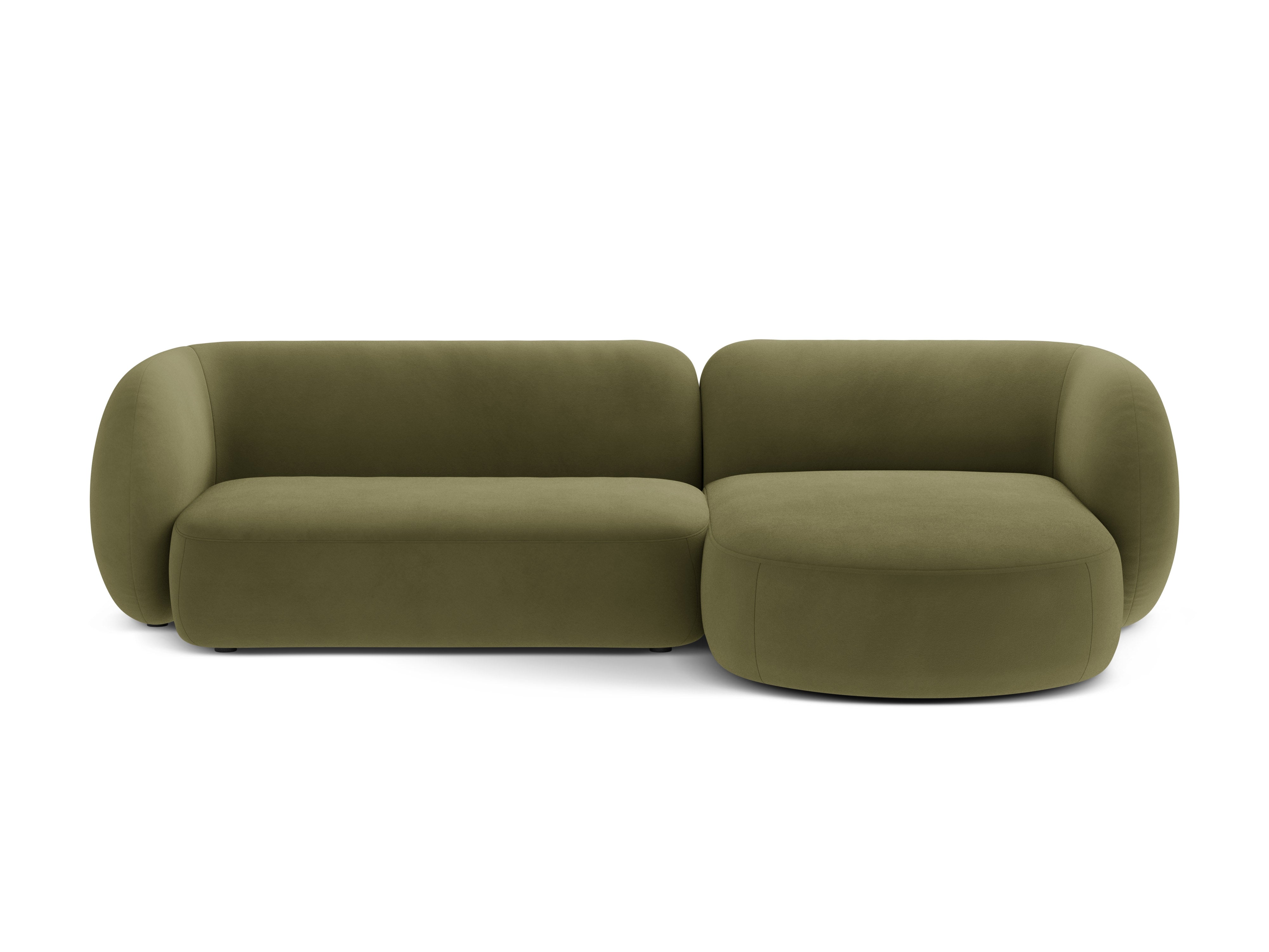 Groene 3-zits fluwelen hoekbank KATE rechts