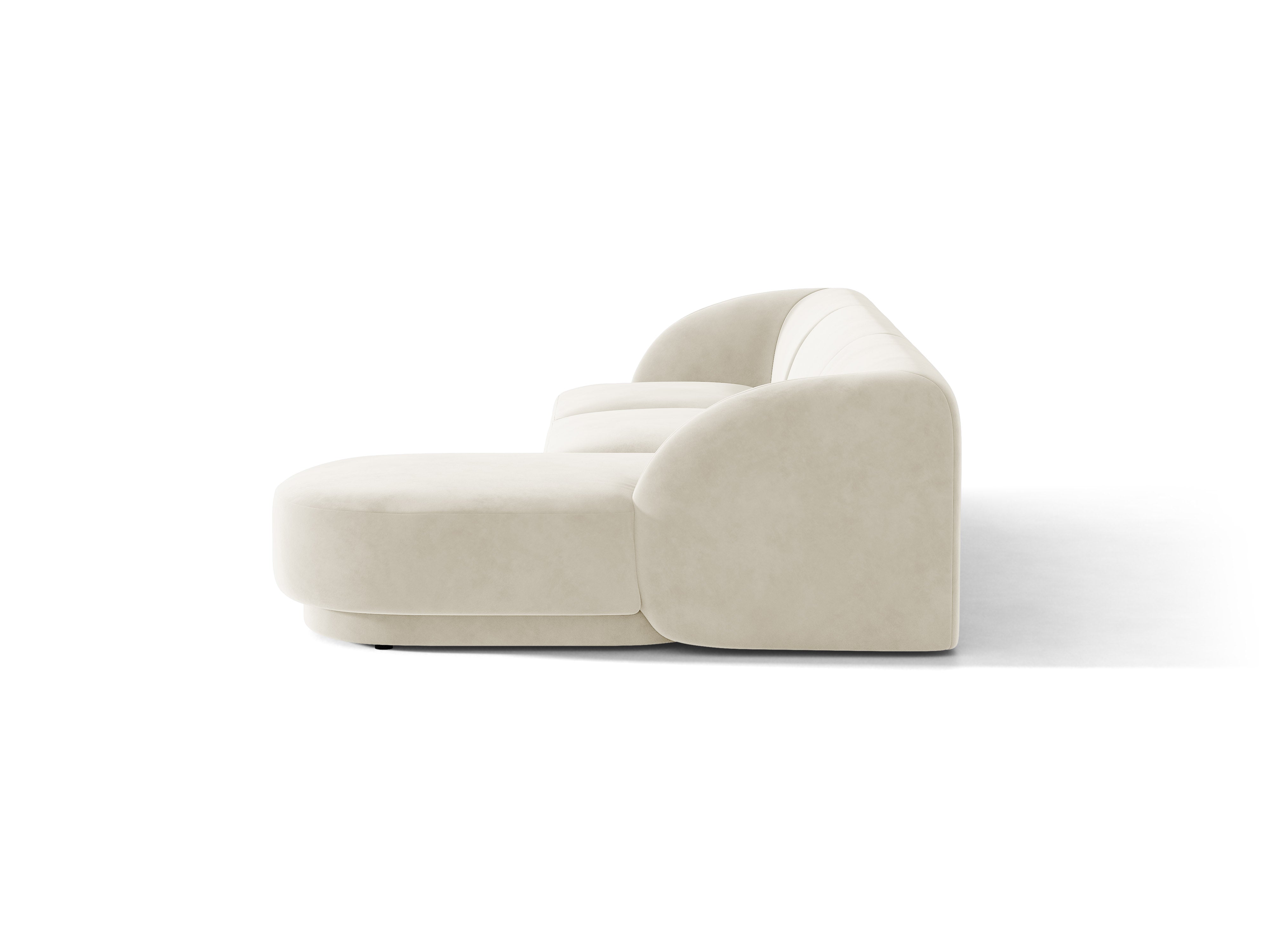 Beige 4-persoons rechtse fluwelen hoekbank MILEY