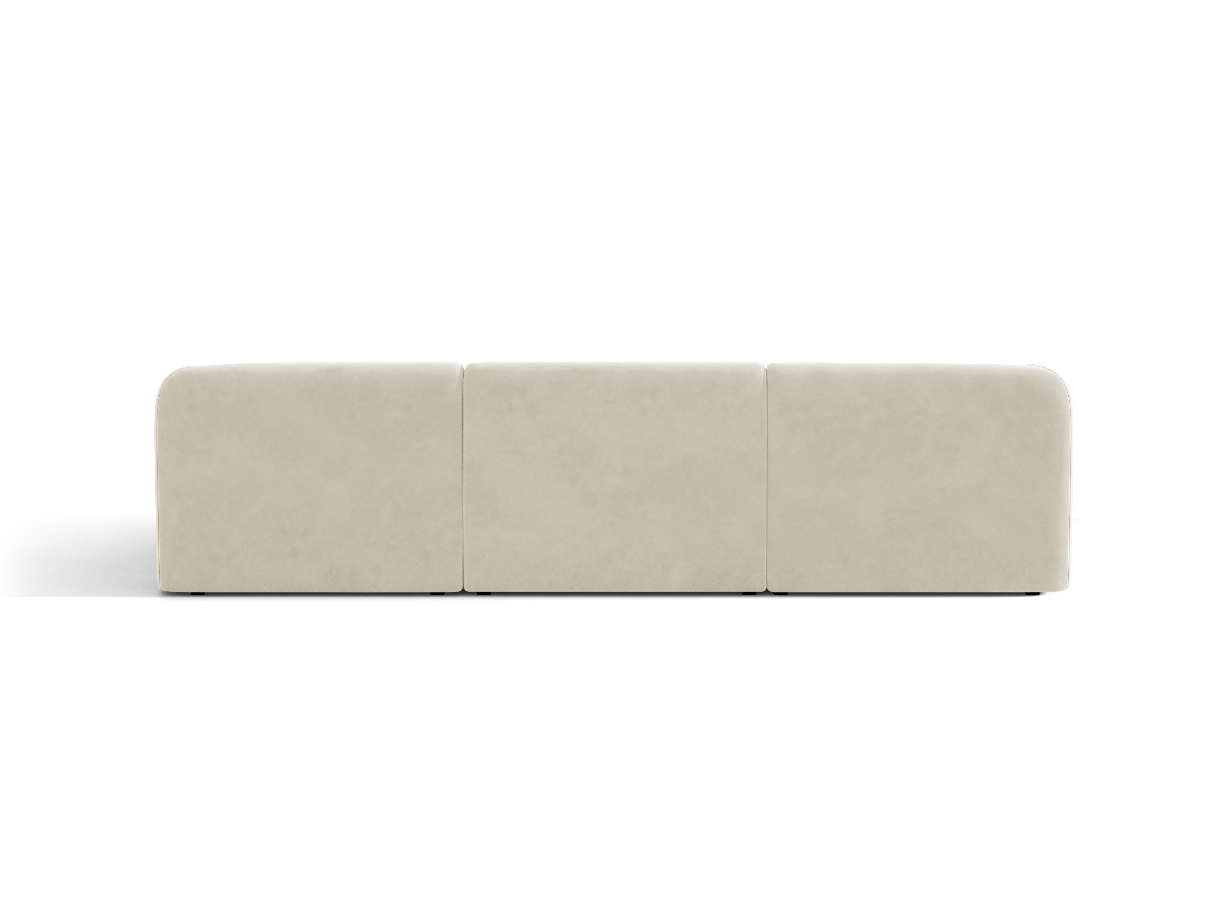 Beige 4-persoons rechtse fluwelen hoekbank MILEY