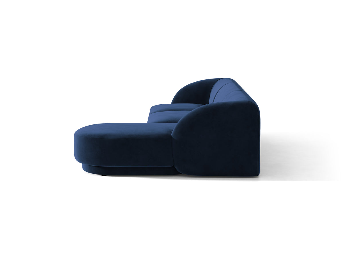 Fluwelen hoekbank voor 4 personen, rechts MILEY, marineblauw