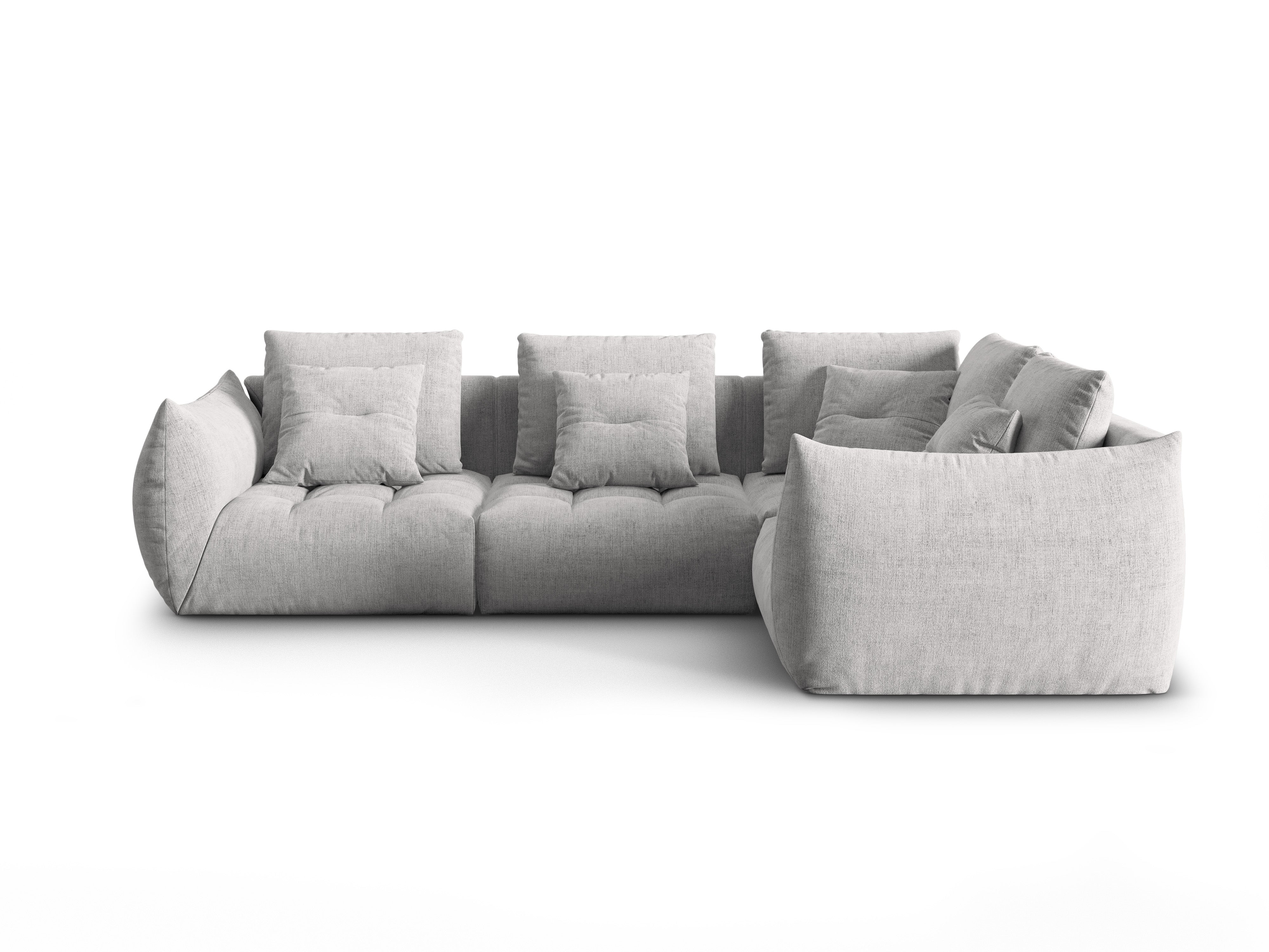 Modulares 3-Sitzer-Ecksofa rechts BLOOM silberner Chenille