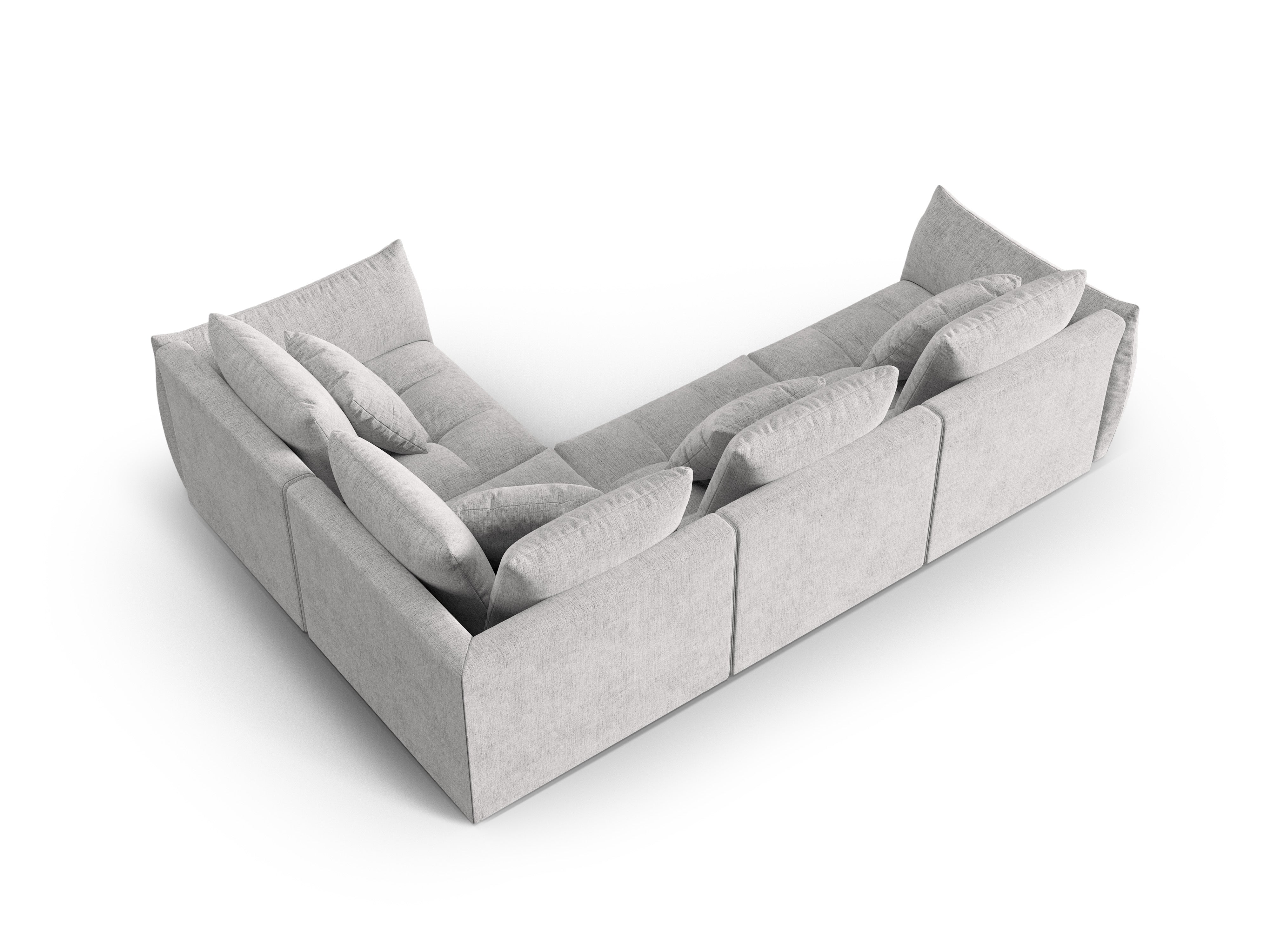 Modulares 3-Sitzer-Ecksofa rechts BLOOM silberner Chenille