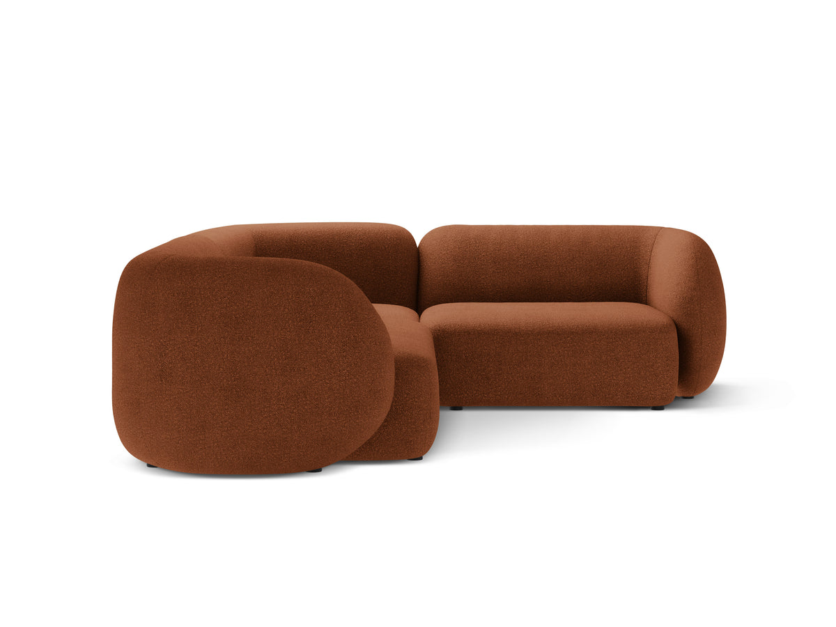 Narożnik prawostronny 4-osobowy KATE terracotta boucle – tkanina bouclé