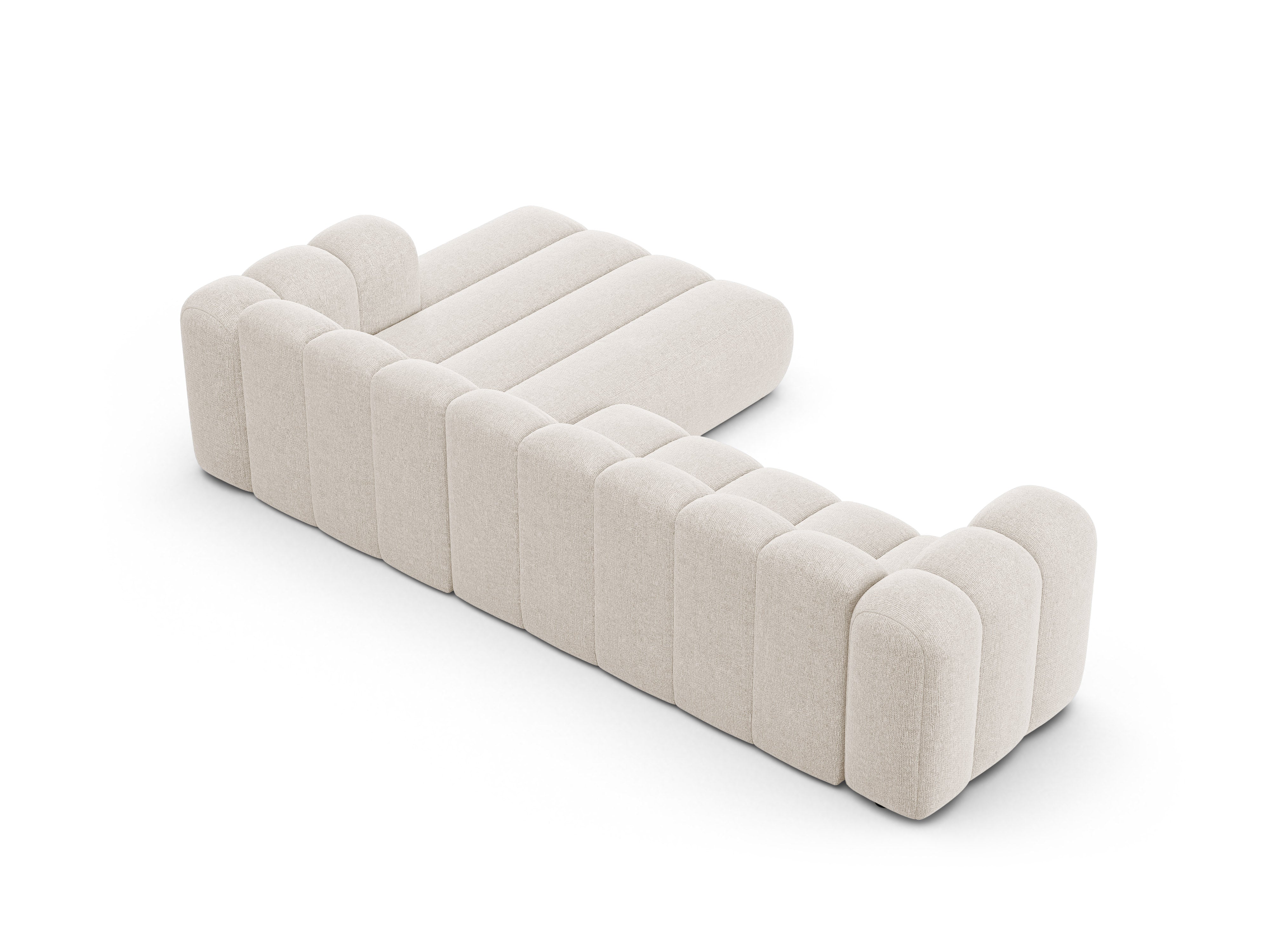 Hoekbank voor 4 personen rechts LUPINE lichtbeige chenille