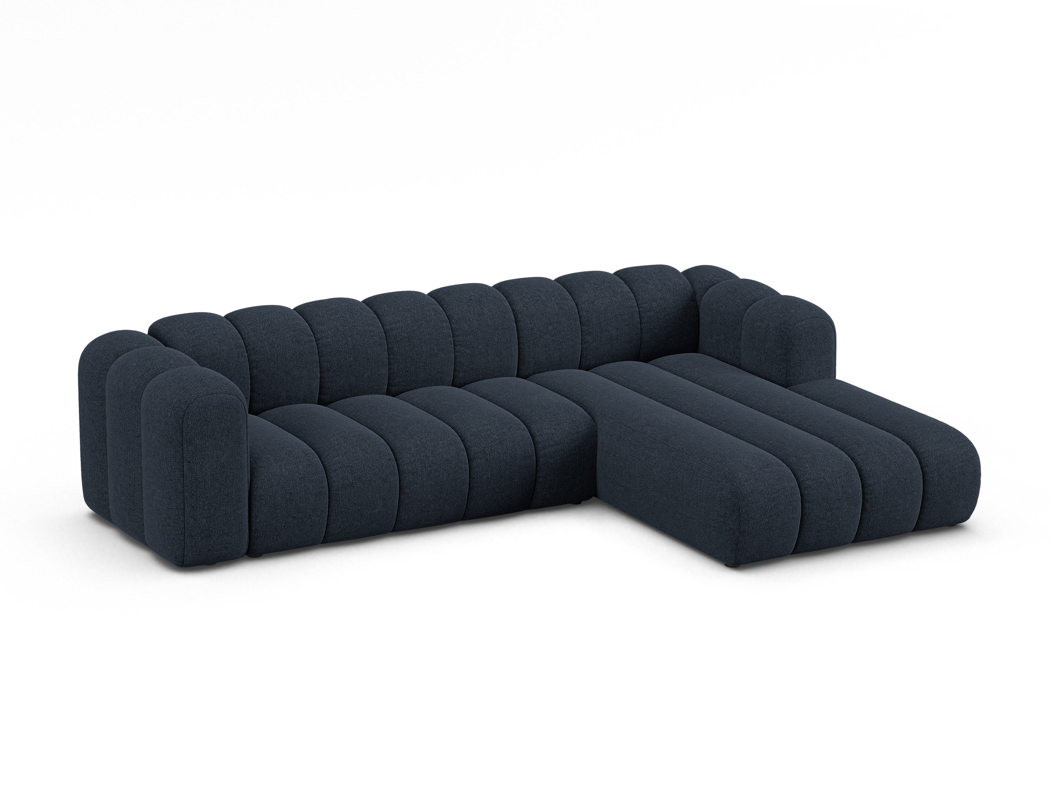 4-sitzige rechteckige LUPINE Eckcouch in marineblauem Chenille