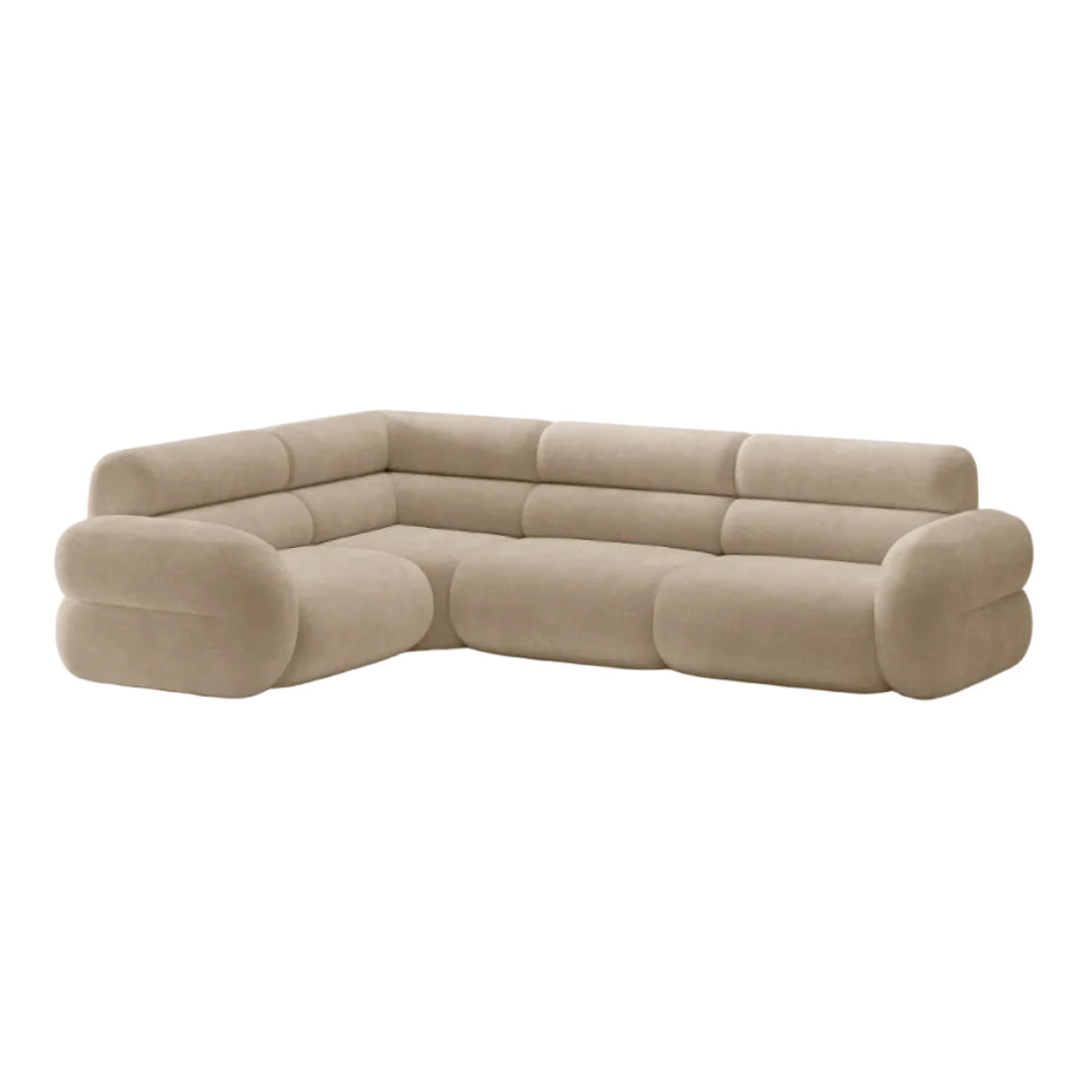 L-vormige linker NEO hoekbank in beige chenille