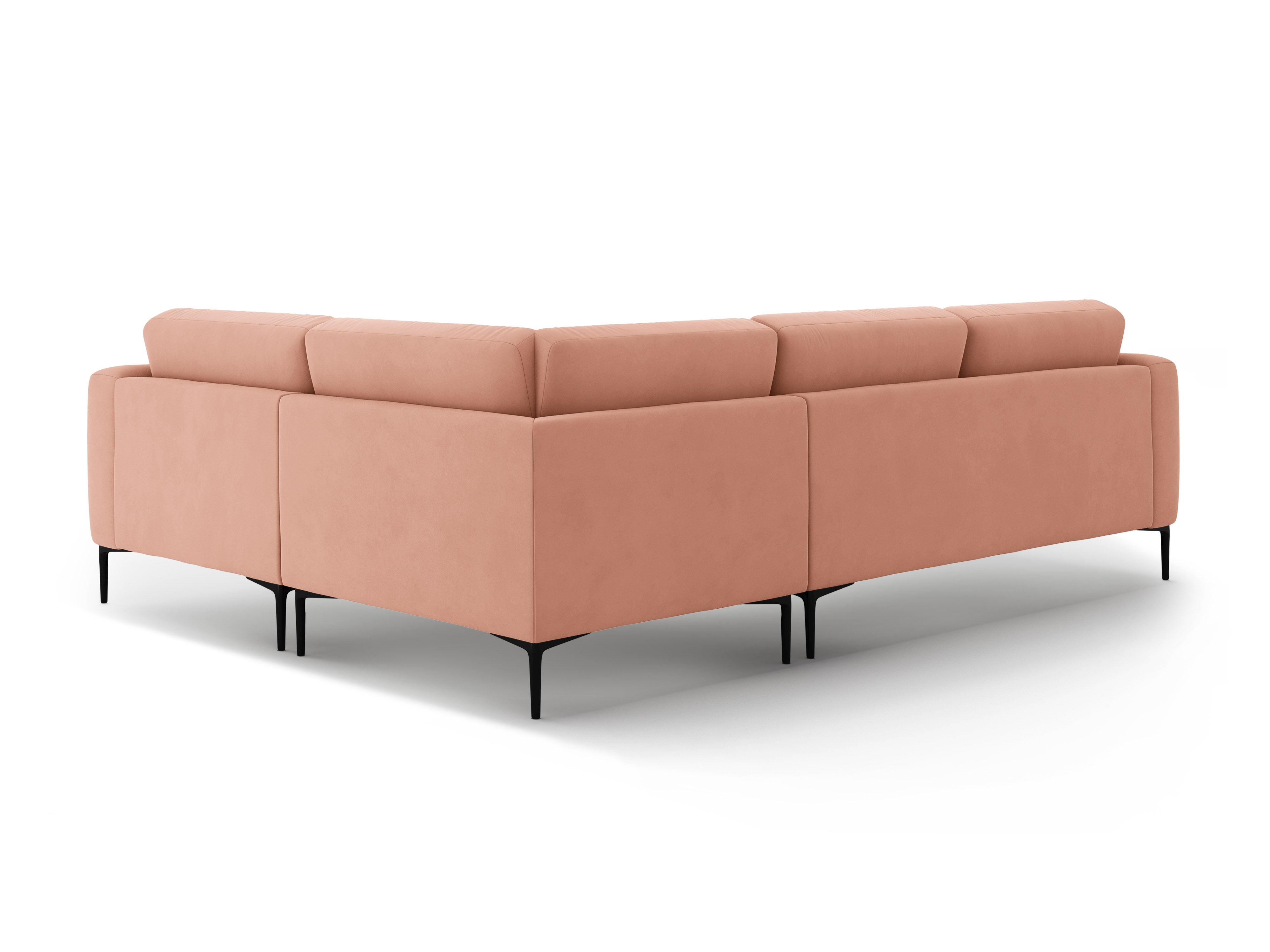 Right-facing L-shaped velvet corner sofa BEMY in pink
