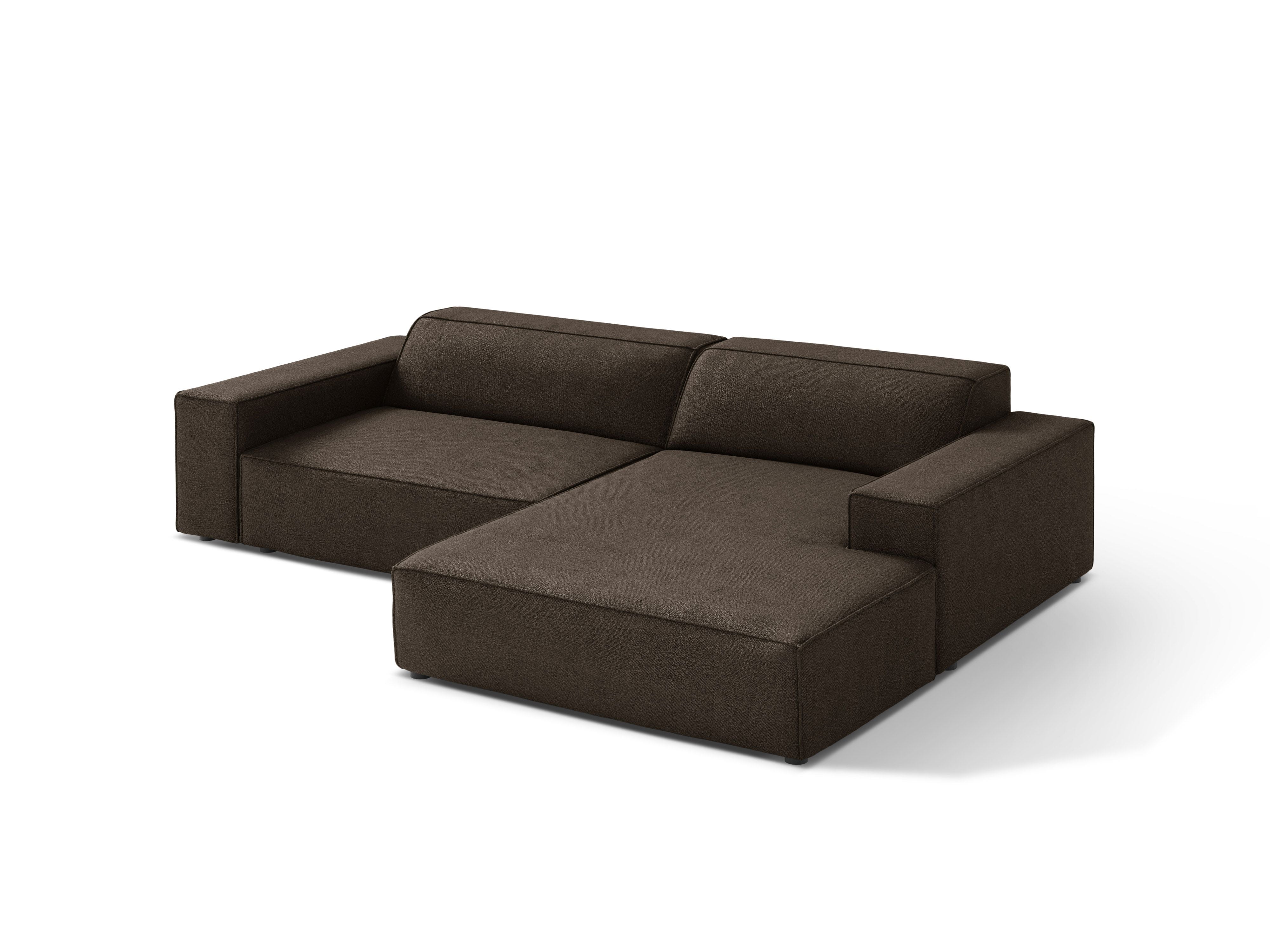 Rechthoekige 3-zits hoekbank JODIE in chocolade boucle