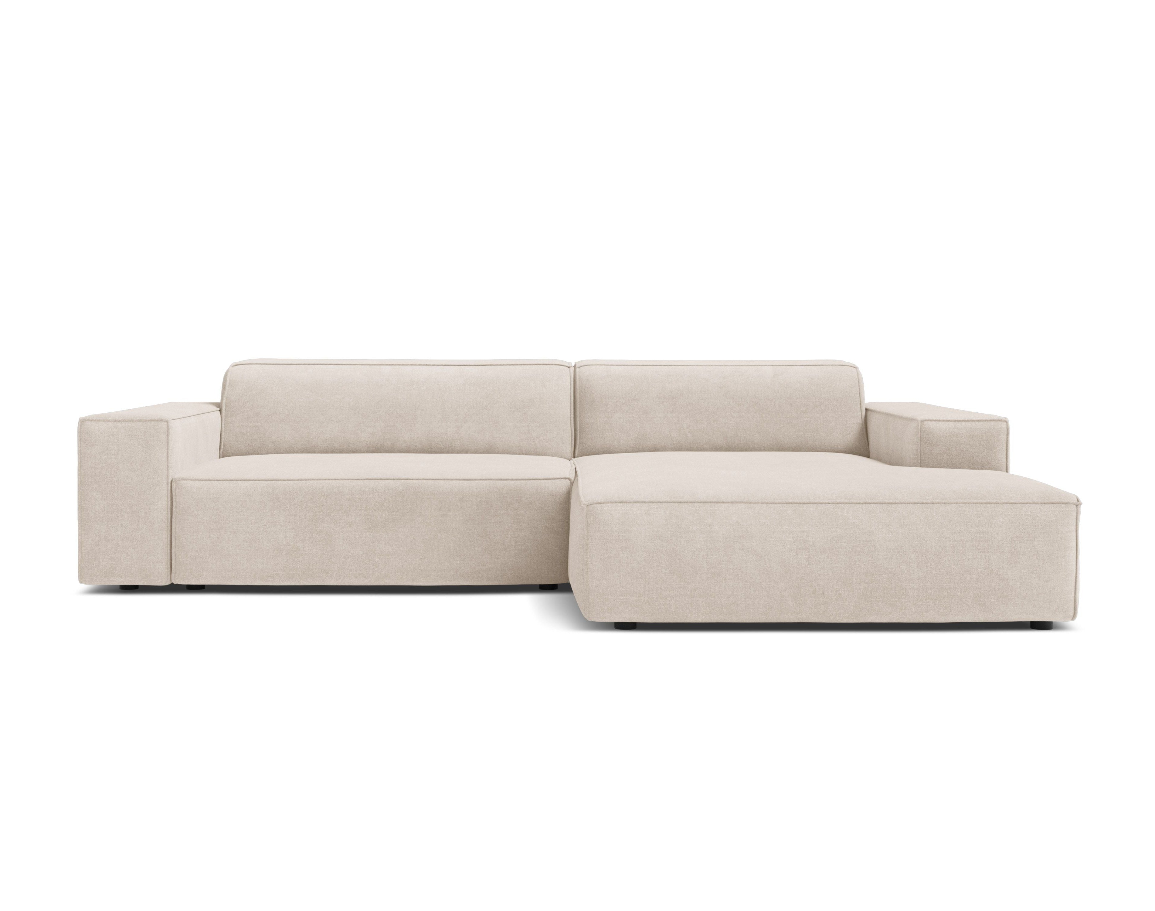 Rechthoekige 3-zits hoekbank JODIE in beige tweed