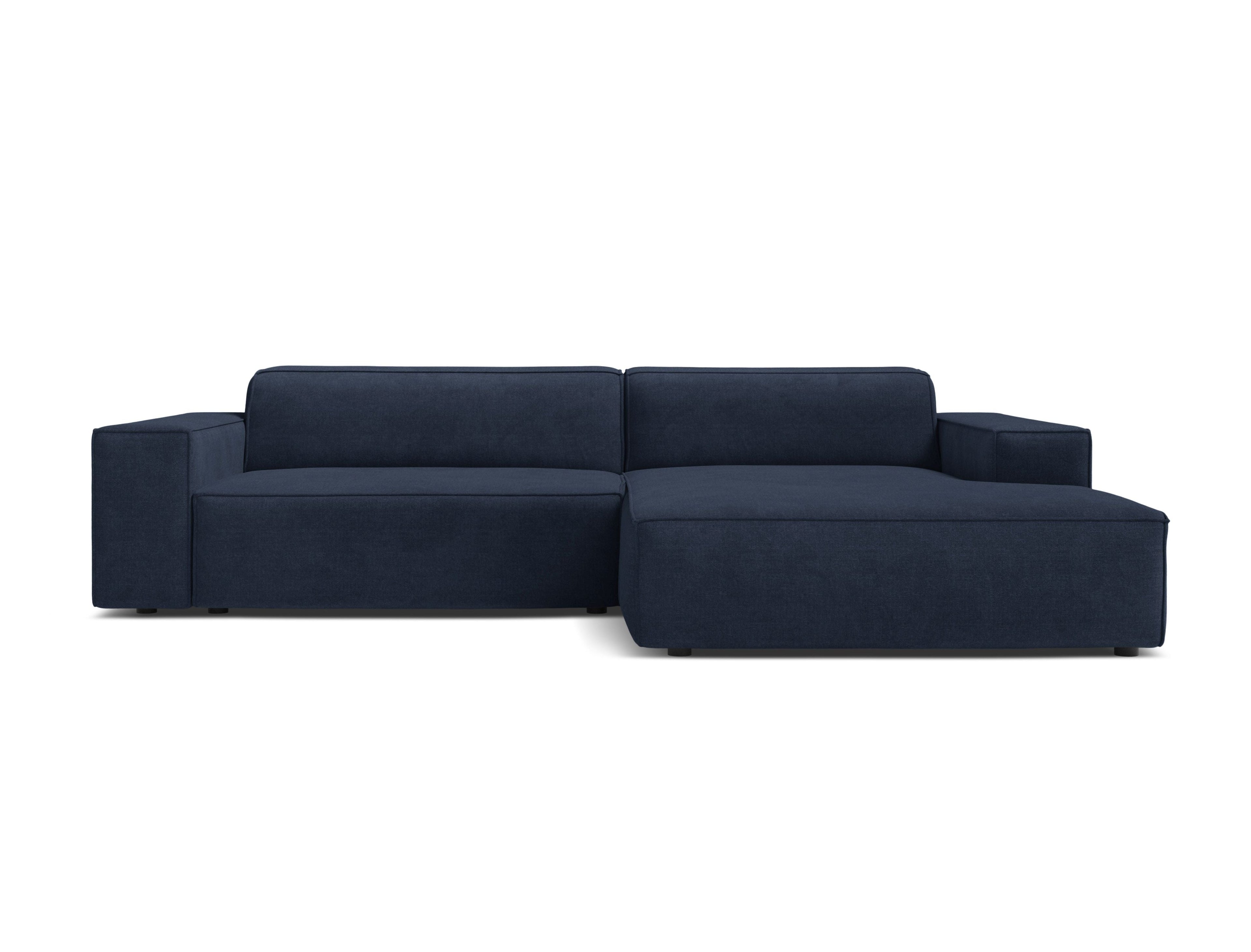 Rechthoekige 3-zits hoekbank JODIE in marineblauw tweed