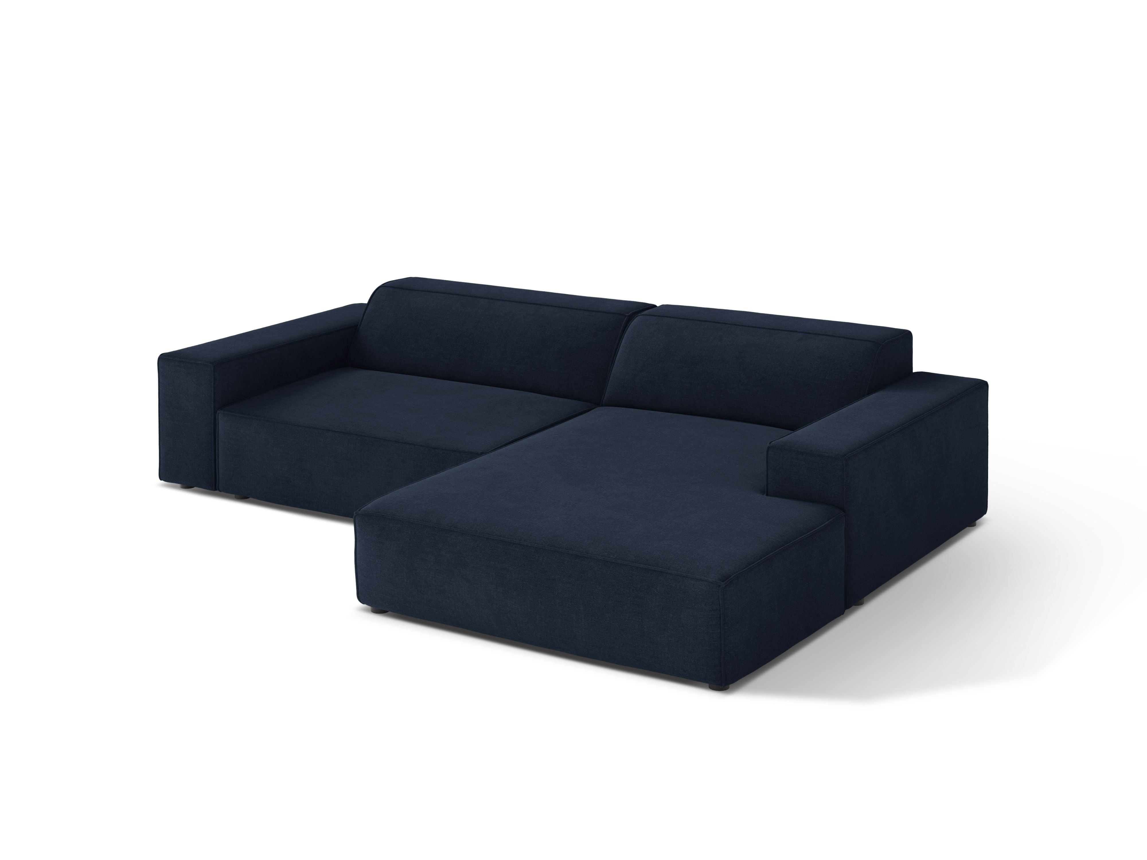 Rechthoekige 3-zits hoekbank JODIE in marineblauw tweed
