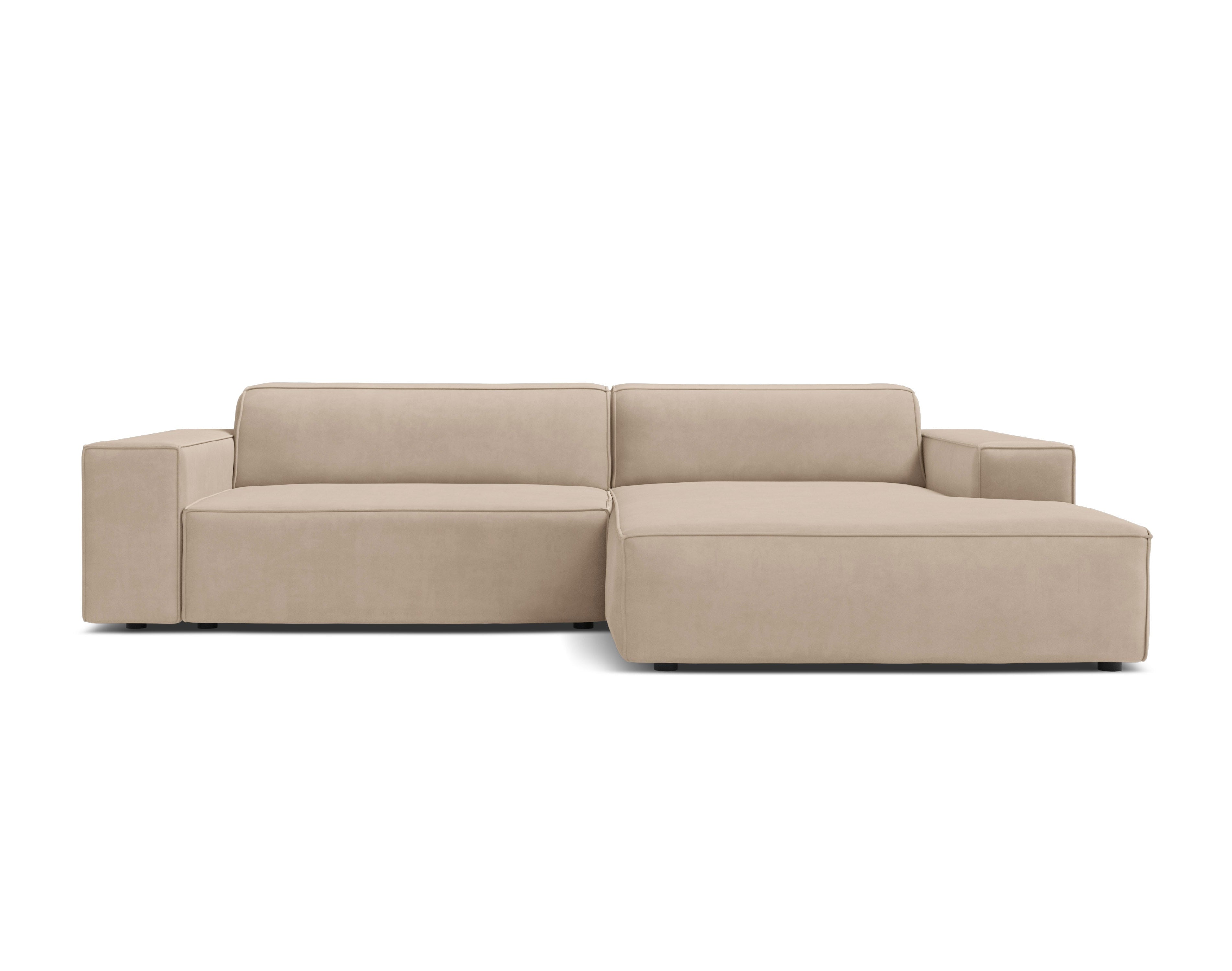 Rechthoekige 3-zits hoekbank JODIE in beige fluweel