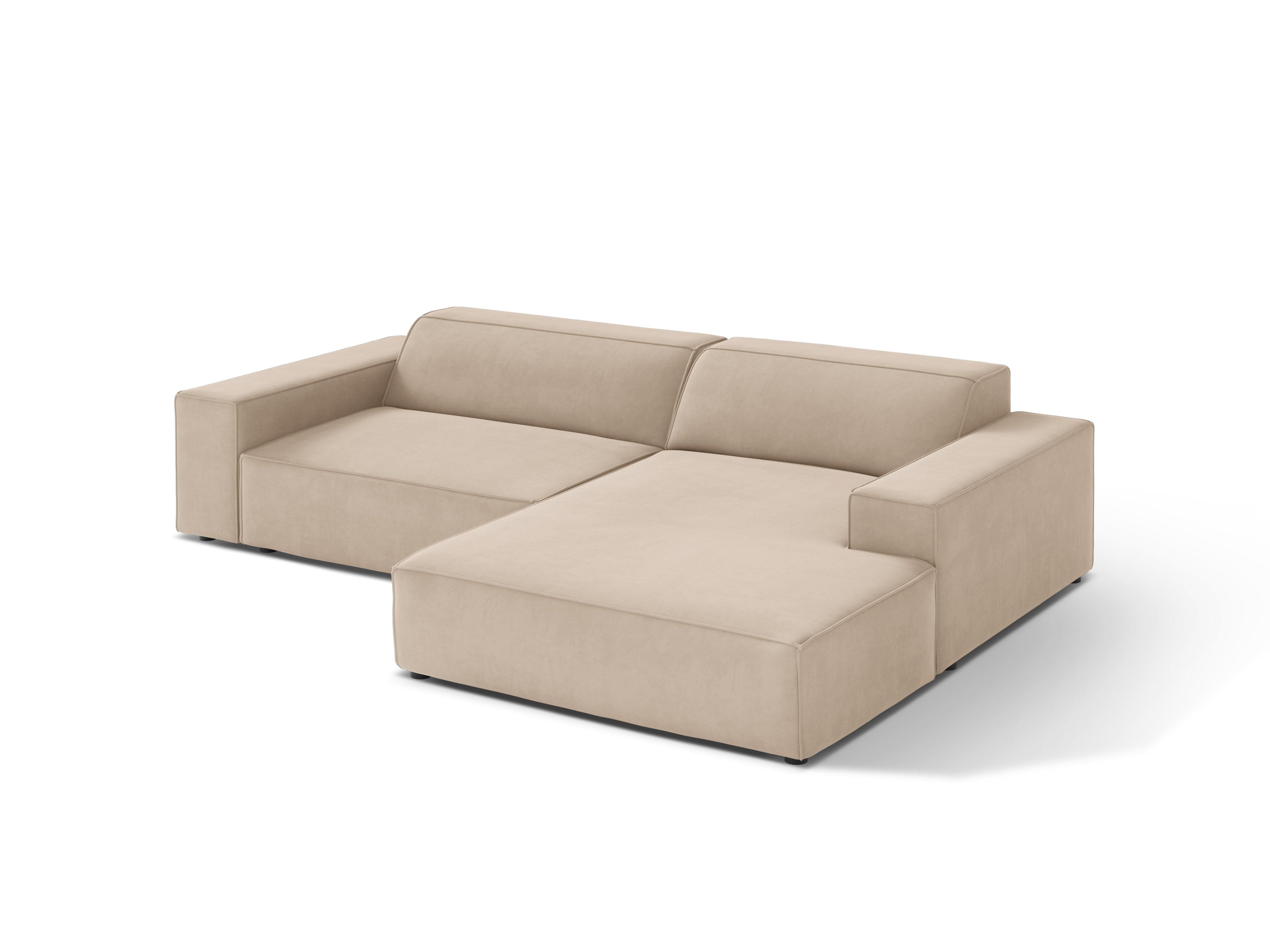 Rechthoekige 3-zits hoekbank JODIE in beige fluweel