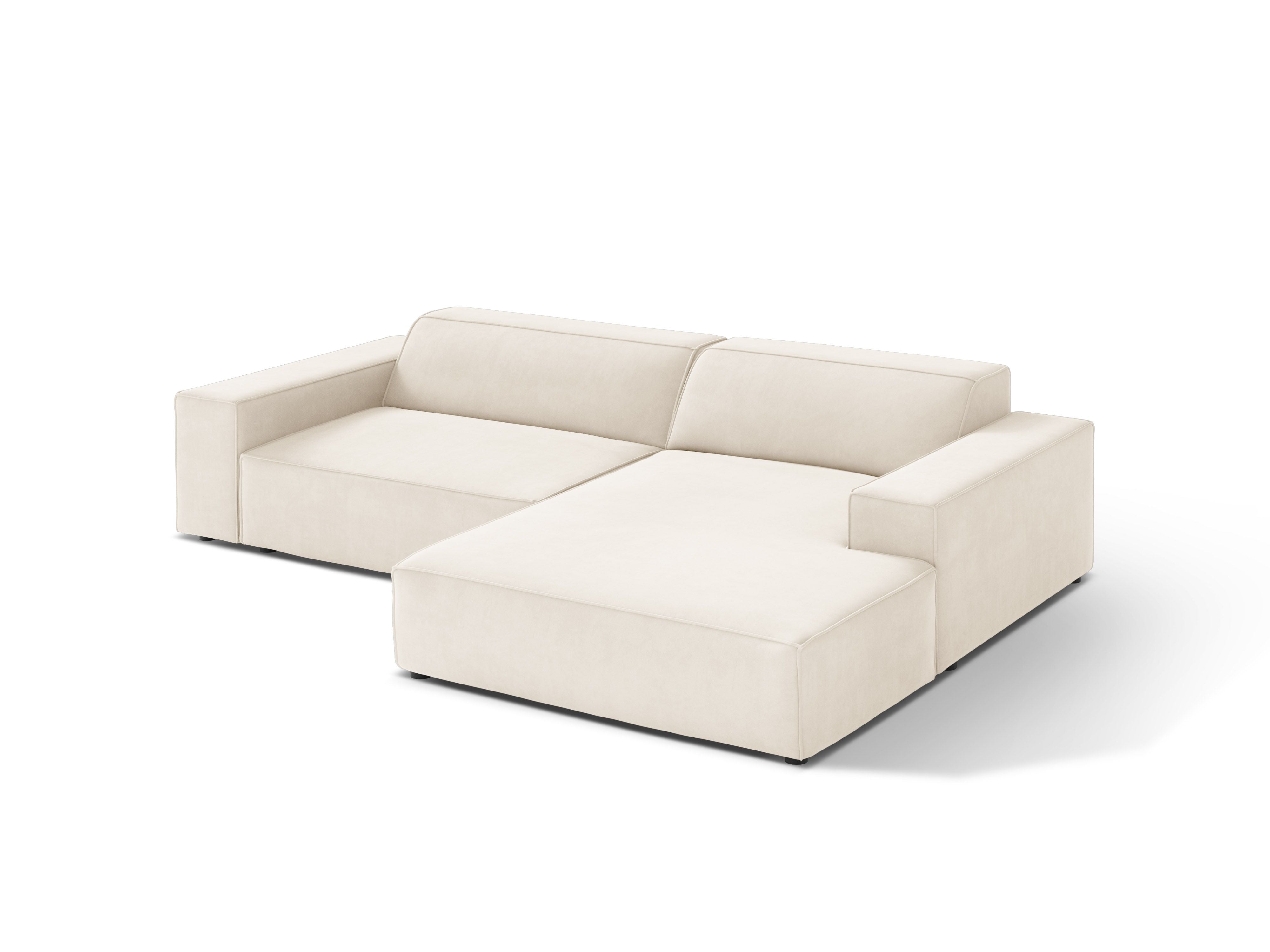 Velvet hoekbank rechts 3-zits JODIE lichtbeige