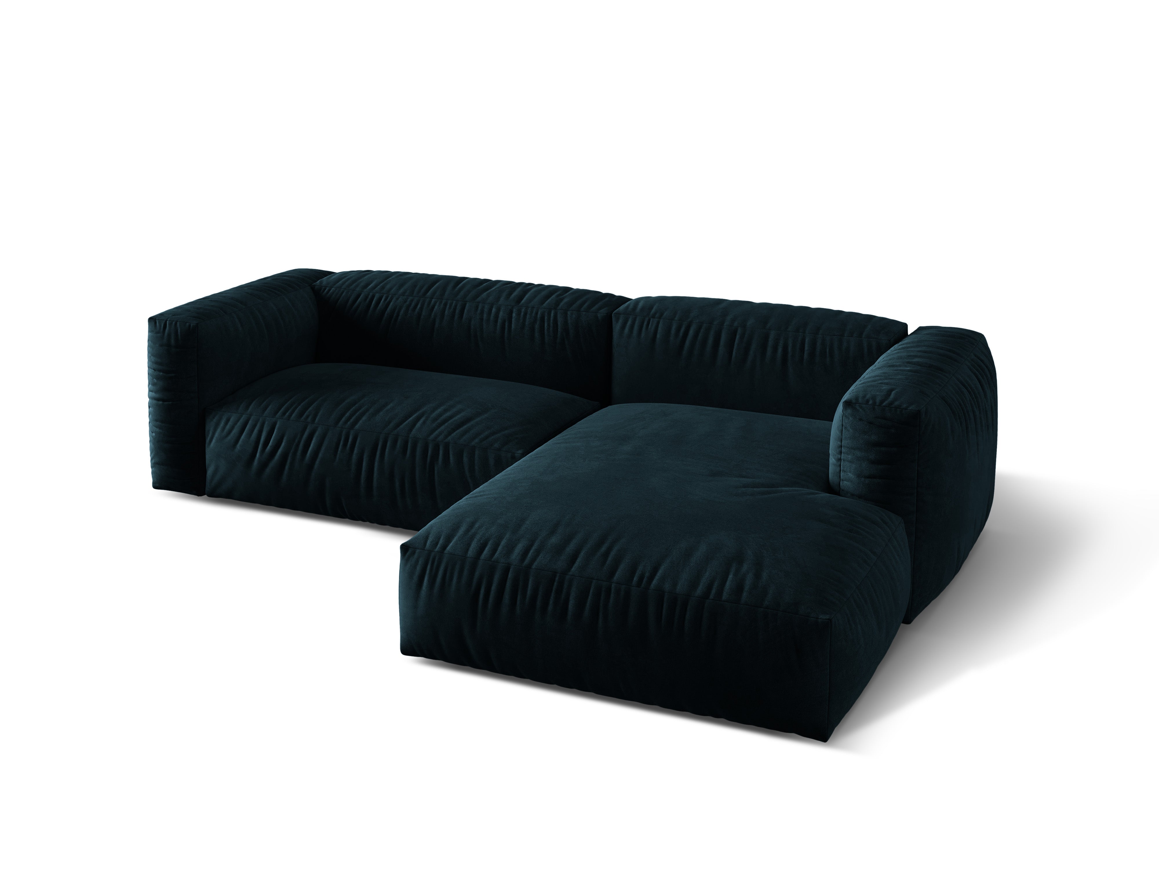 Right-hand velvet corner 2-person Martin navy blue Petrol