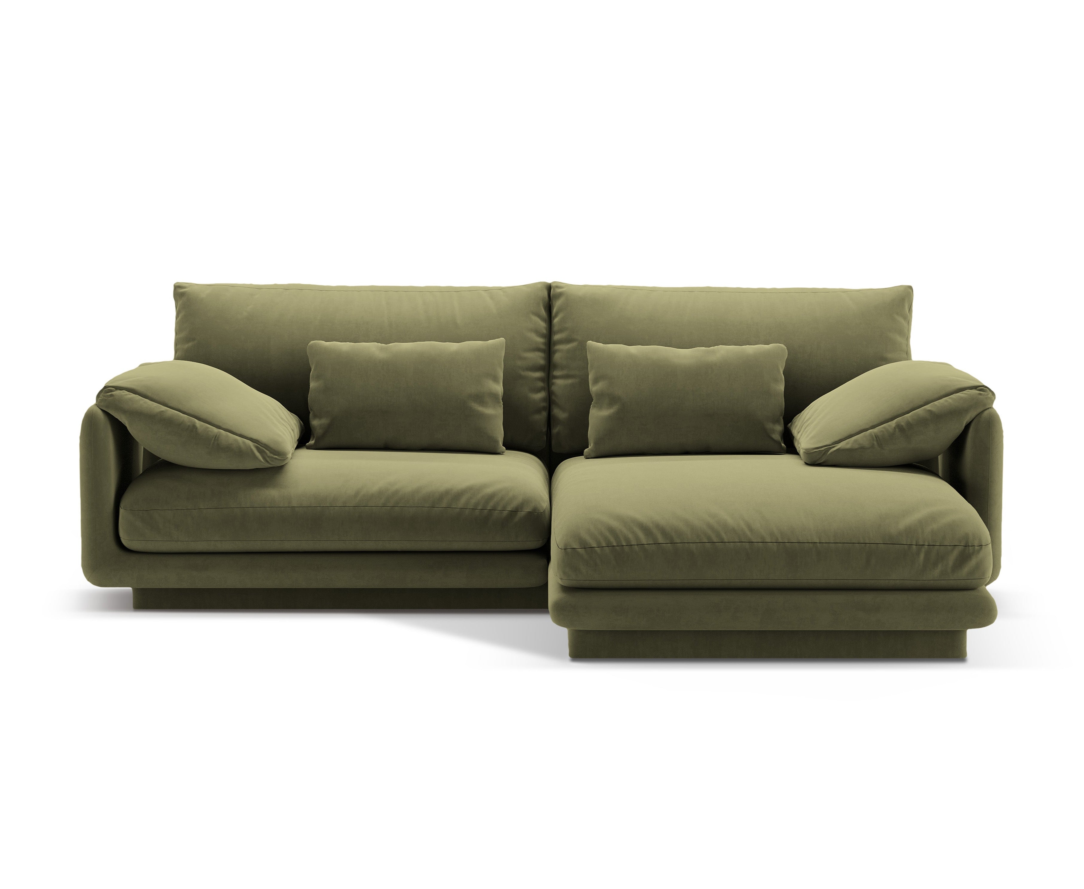 Narożnik aksamitny 3-osobowy prawostronny TORINO jasnozielony