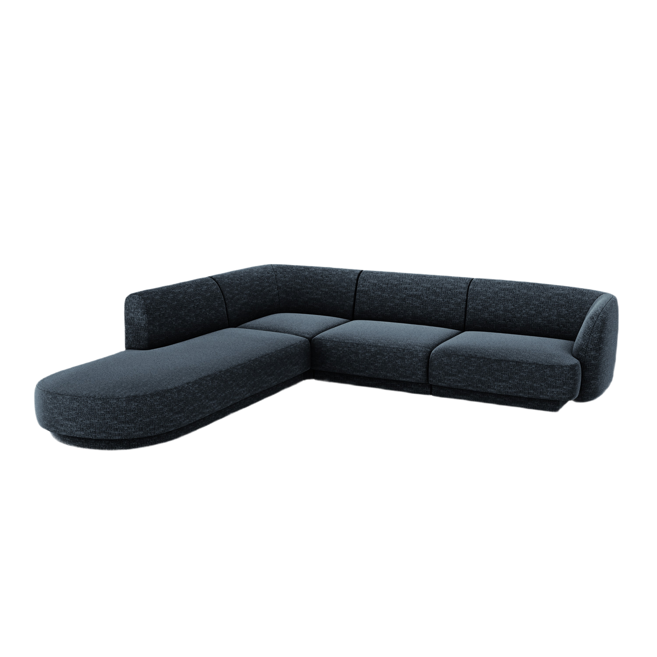 Zithoek voor 6 personen, links, MILEY, marineblauw, fluweelachtig chenille