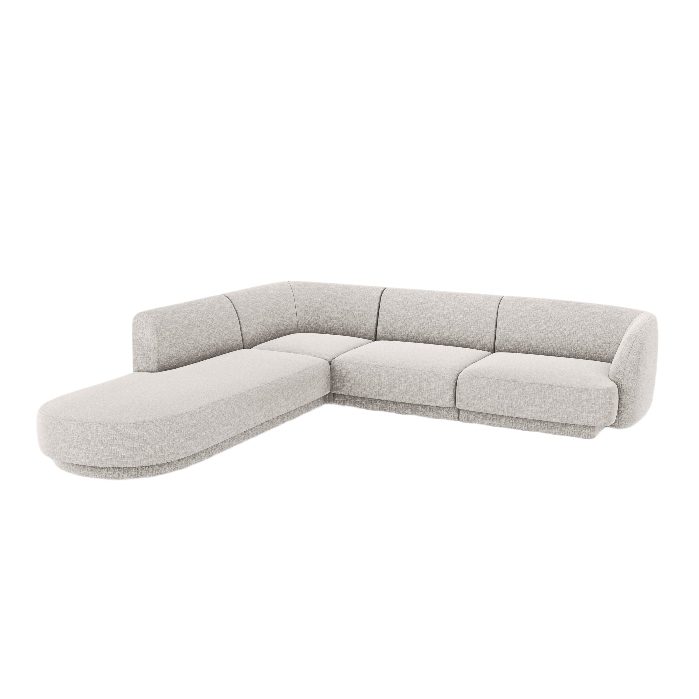 6-seater left-facing corner sofa MILEY light gray silky chenille