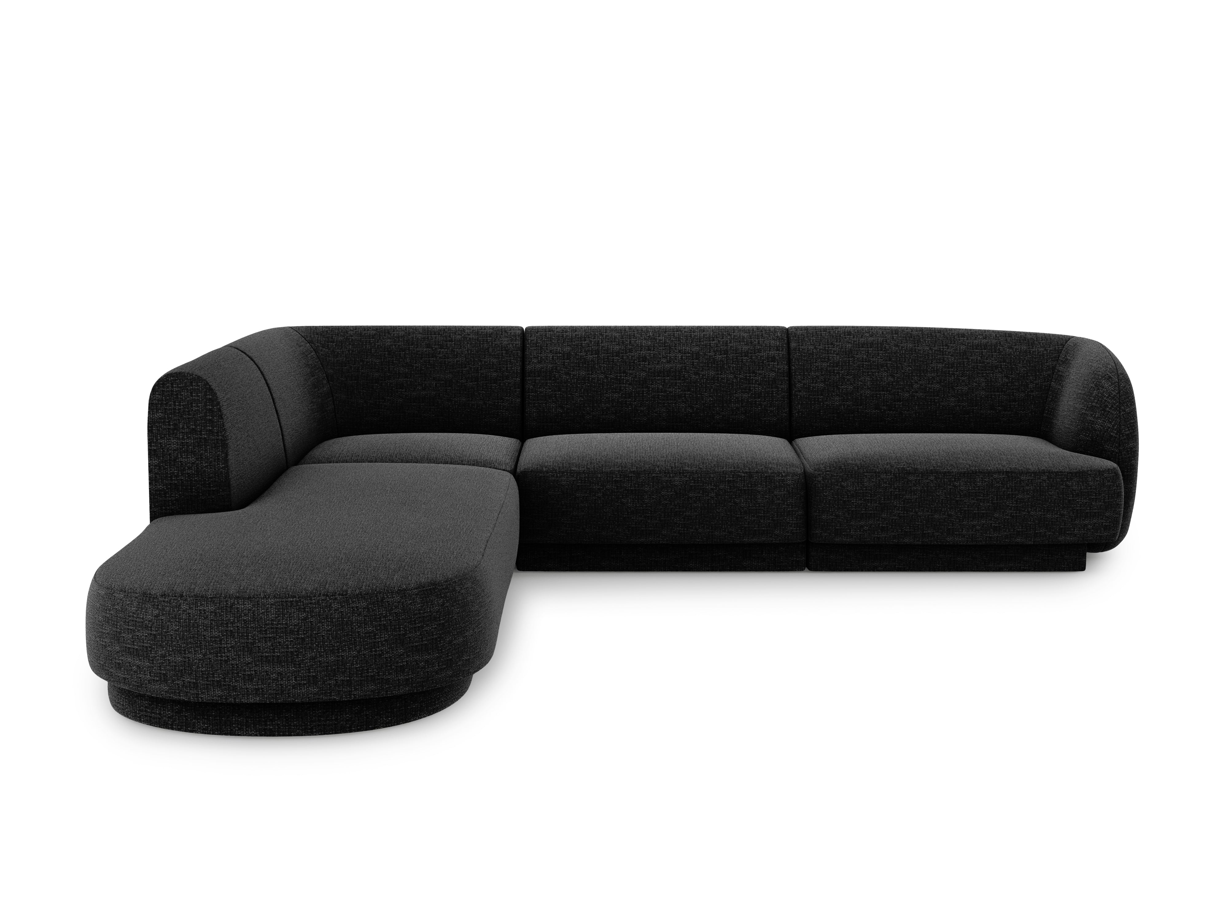 Narożnik 6-osobowy w tkaninie szenilowej lewostronny MILEY czarny Micadoni    Eye on Design