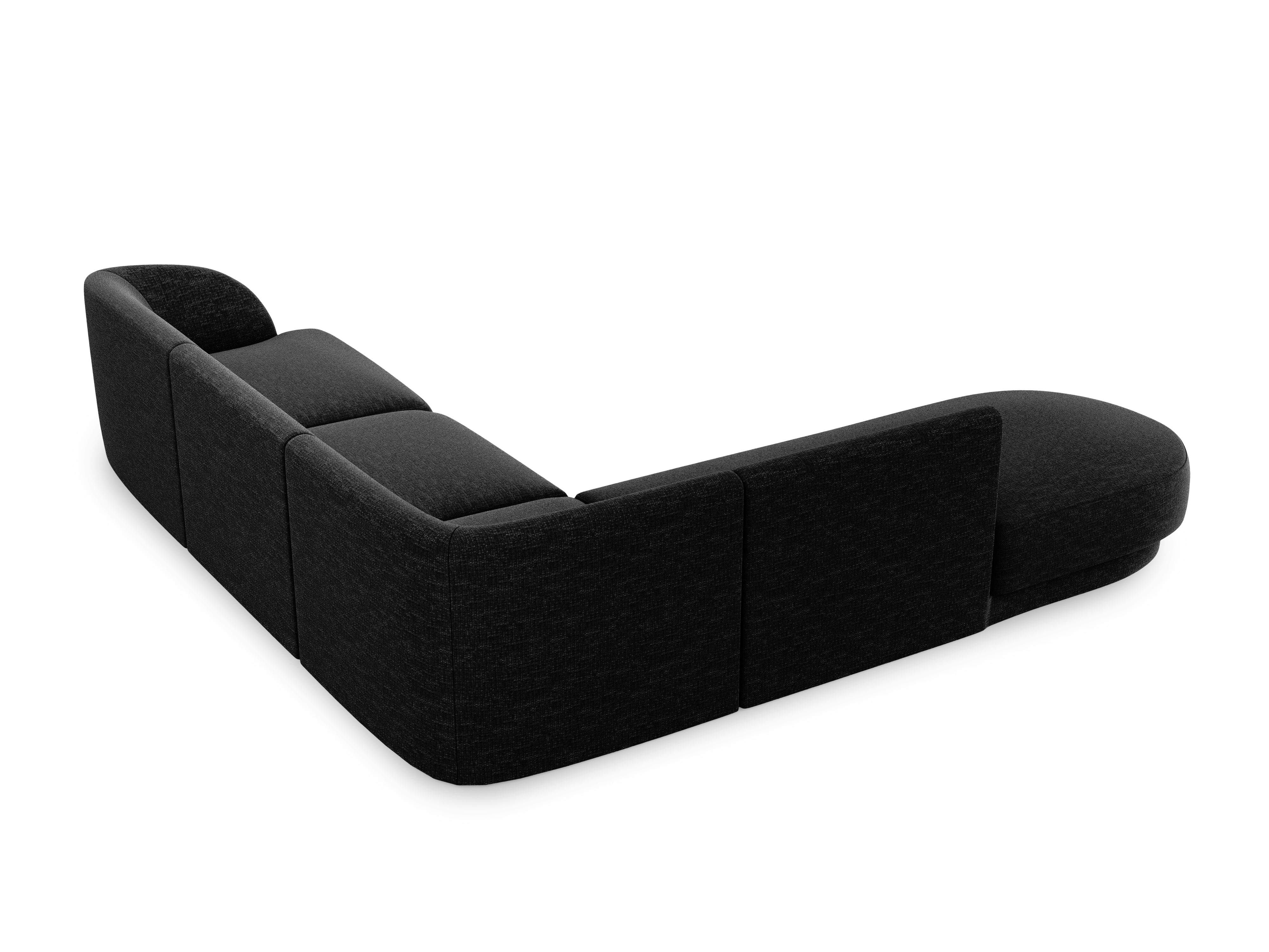 Narożnik 6-osobowy w tkaninie szenilowej lewostronny MILEY czarny Micadoni    Eye on Design
