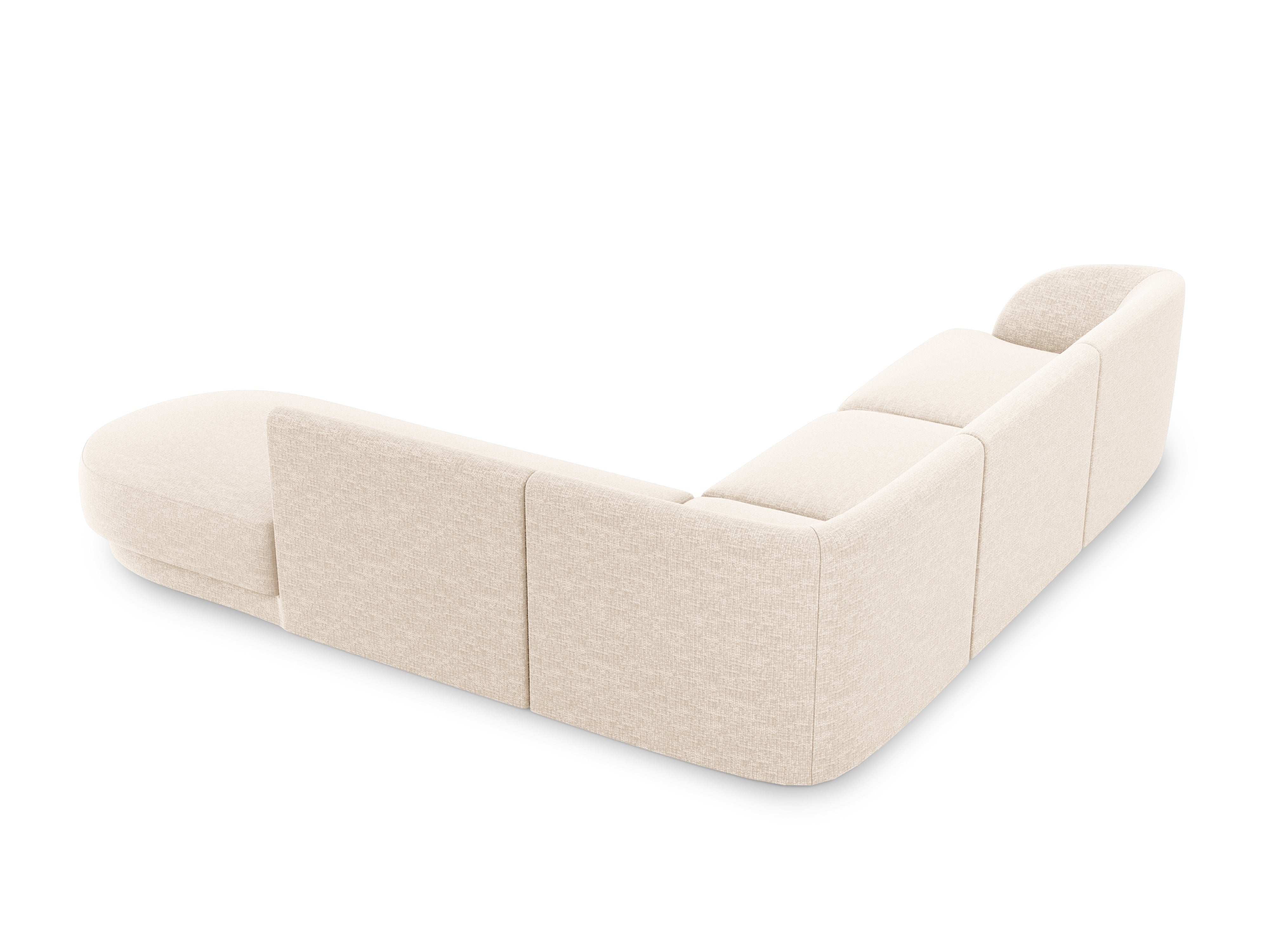 Rechtsseitige 6-Sitzer-Couch MILEY Elfenbein Chenille