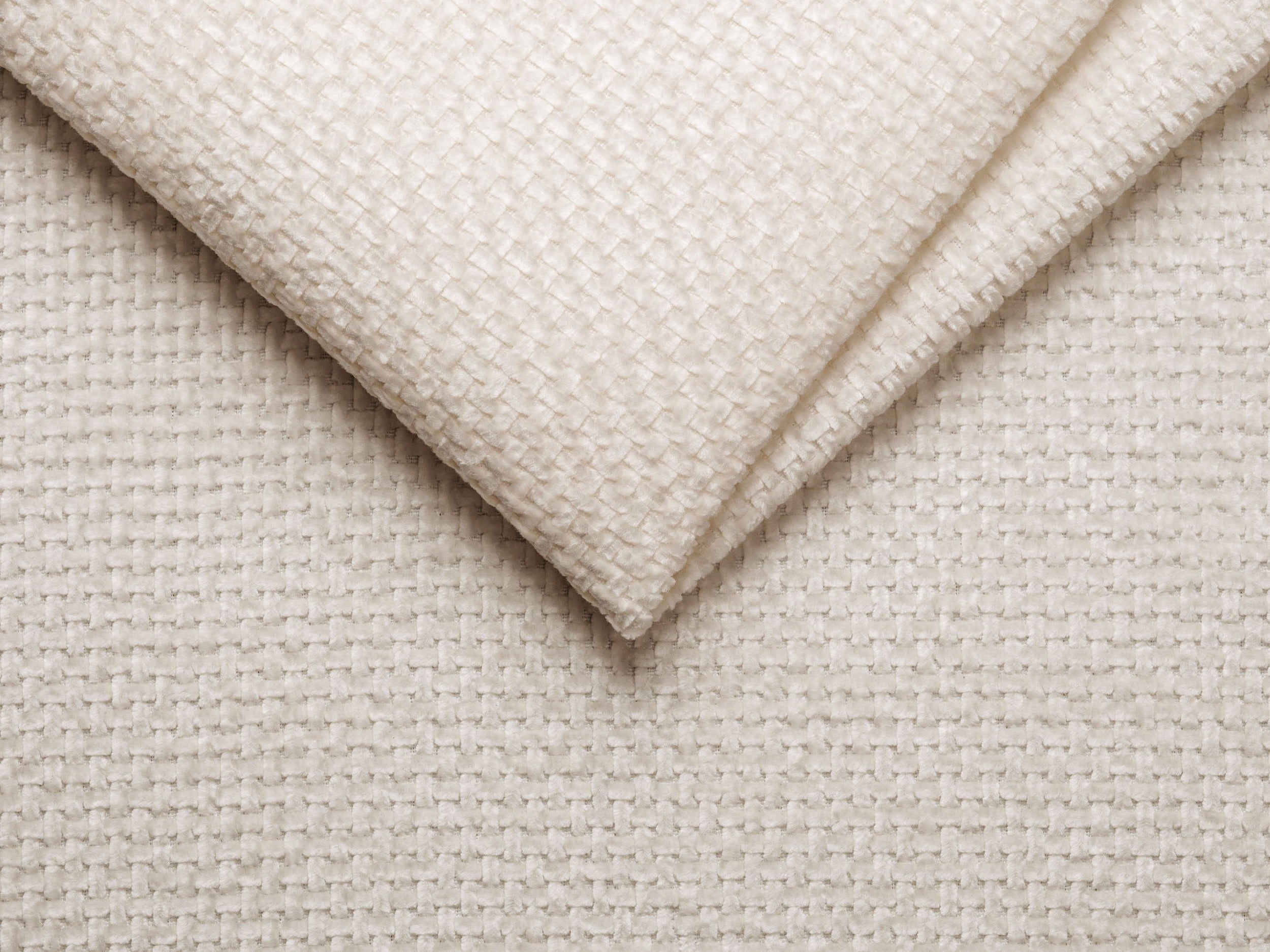 Rechtsseitige 6-Sitzer-Couch MILEY Elfenbein Chenille