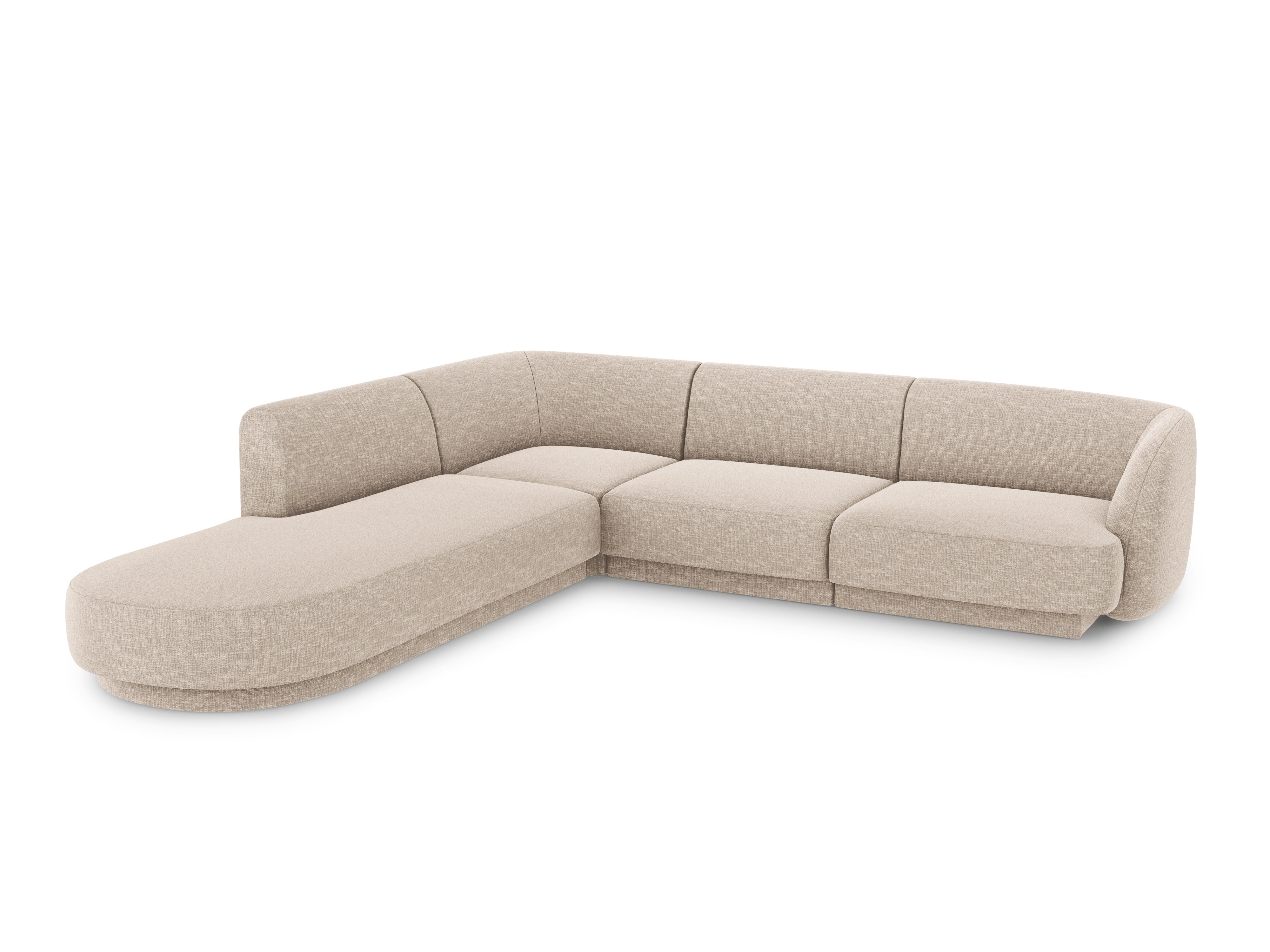 Linksseitiges 6-Sitzer-Sofa MILEY in beigem Chenille