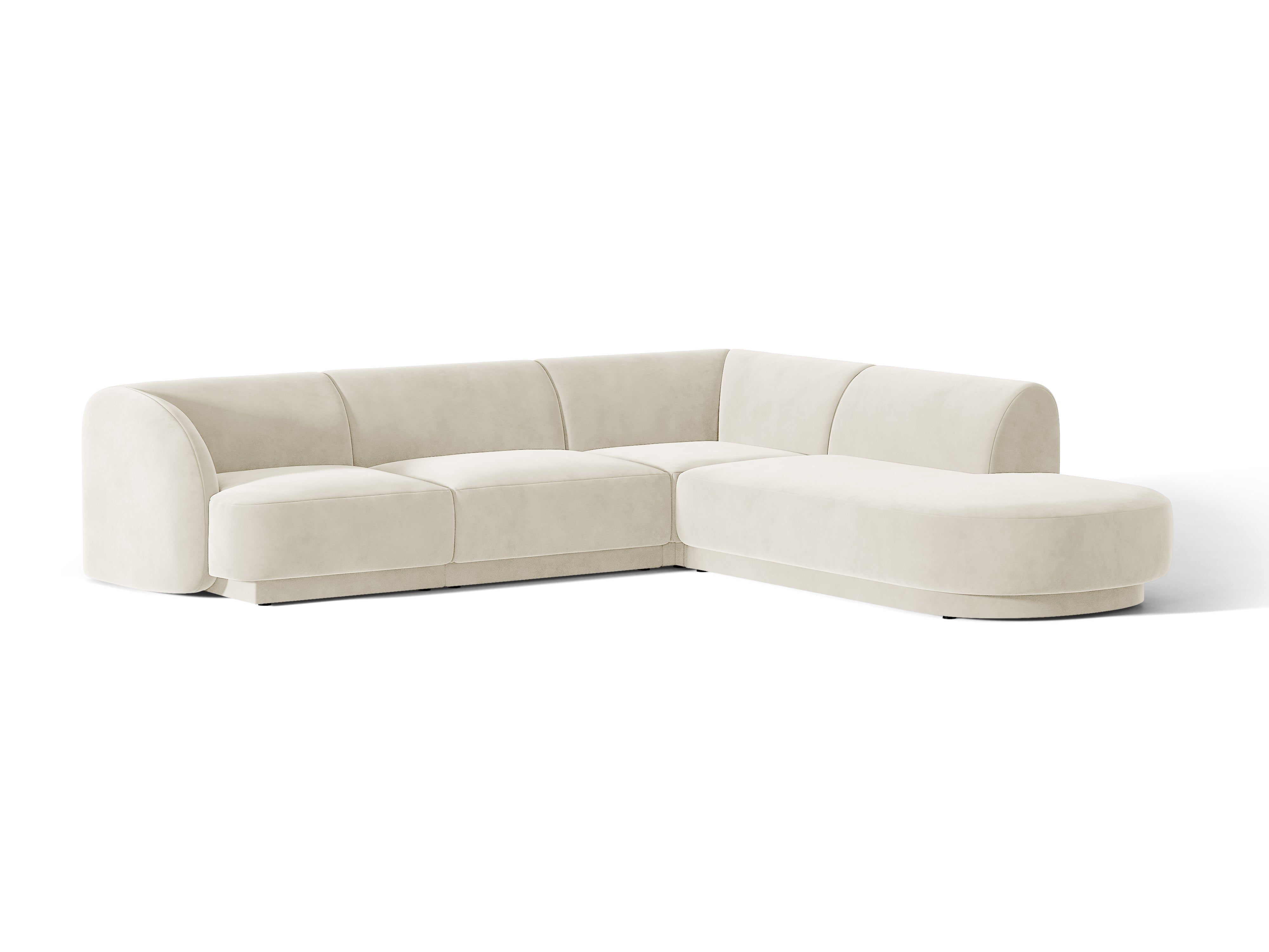 Beige 6-persoons rechtse fluwelen hoekbank MILEY