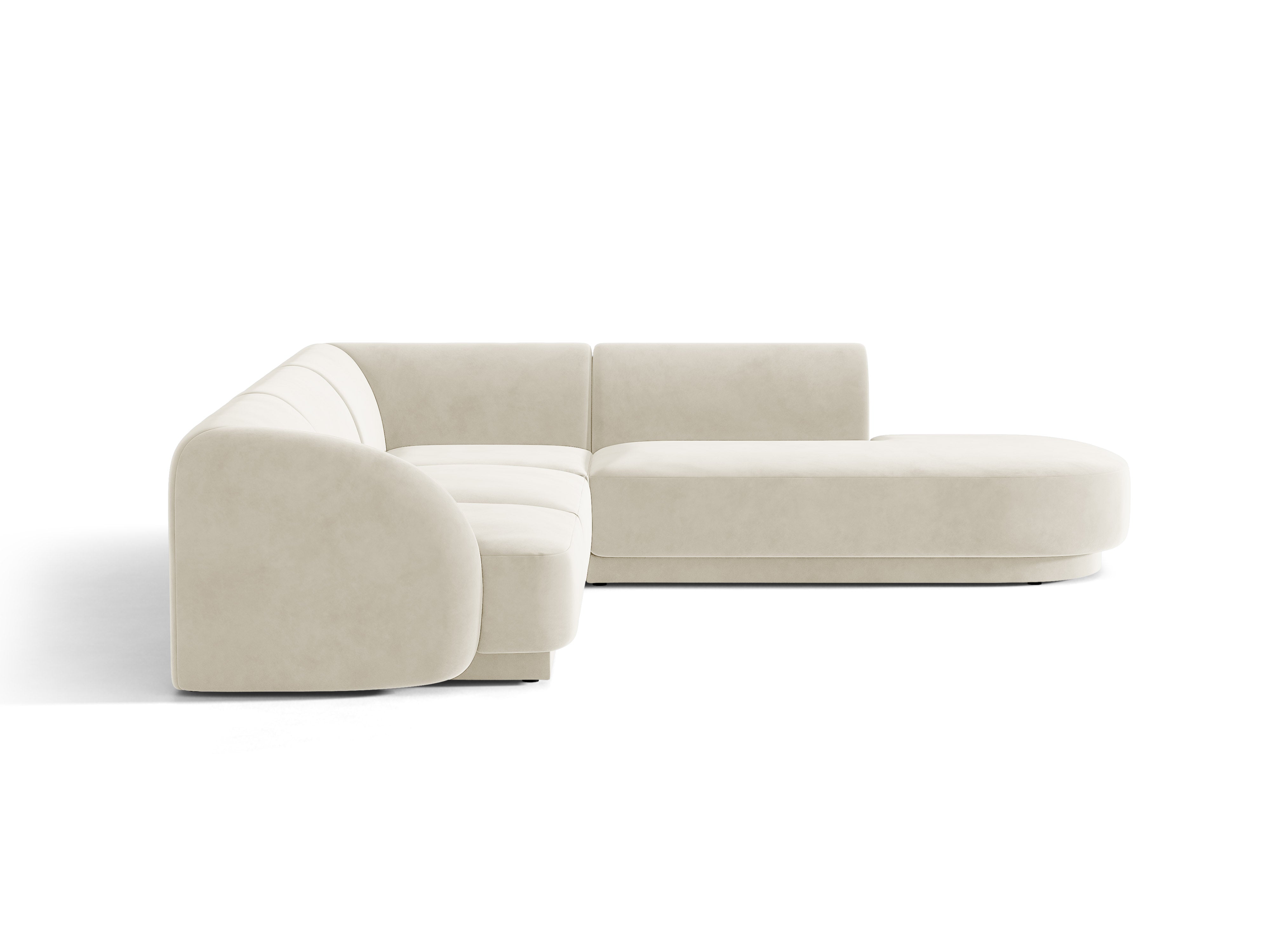 Beige 6-persoons rechtse fluwelen hoekbank MILEY