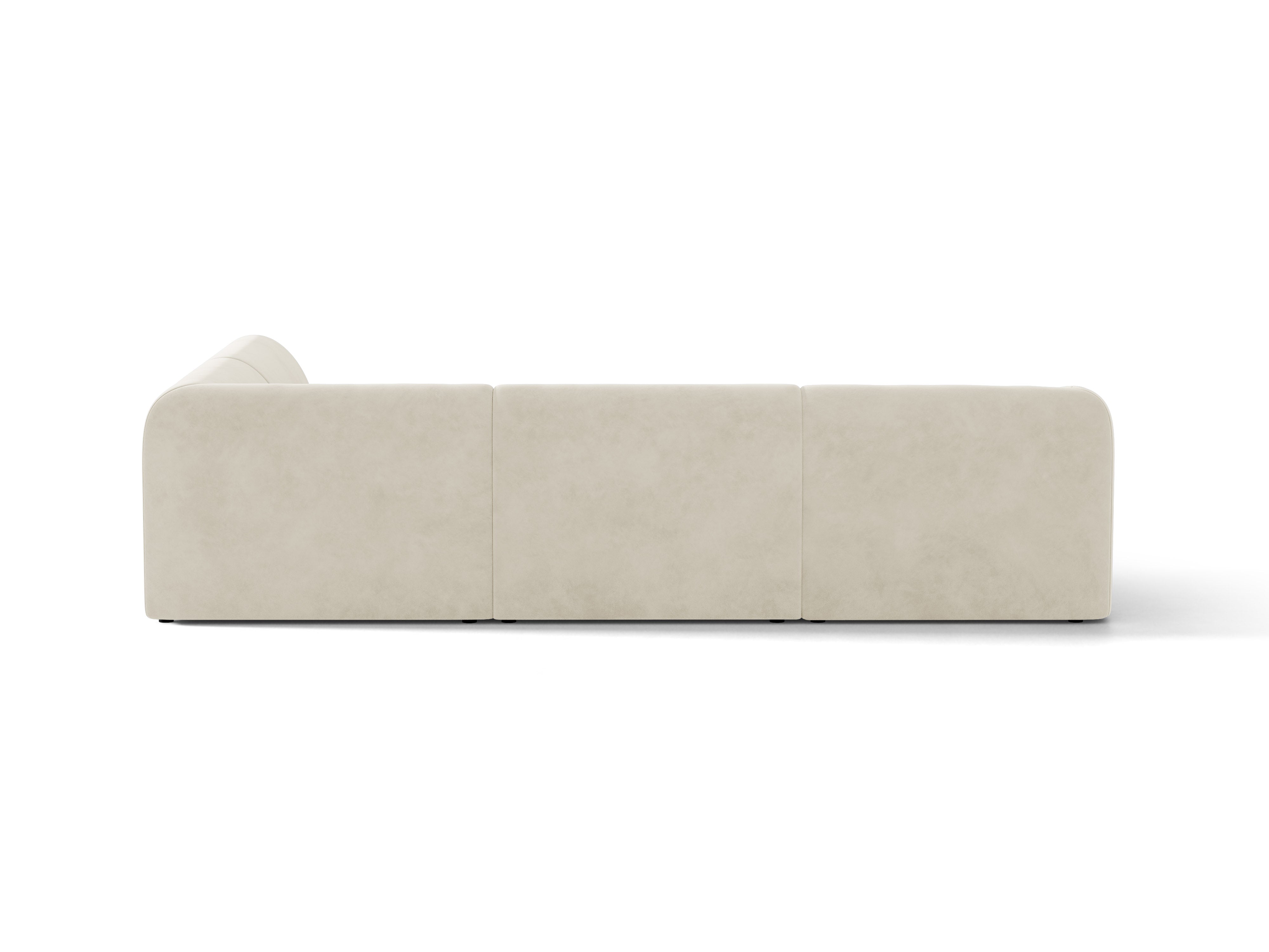 Beige 6-persoons rechtse fluwelen hoekbank MILEY