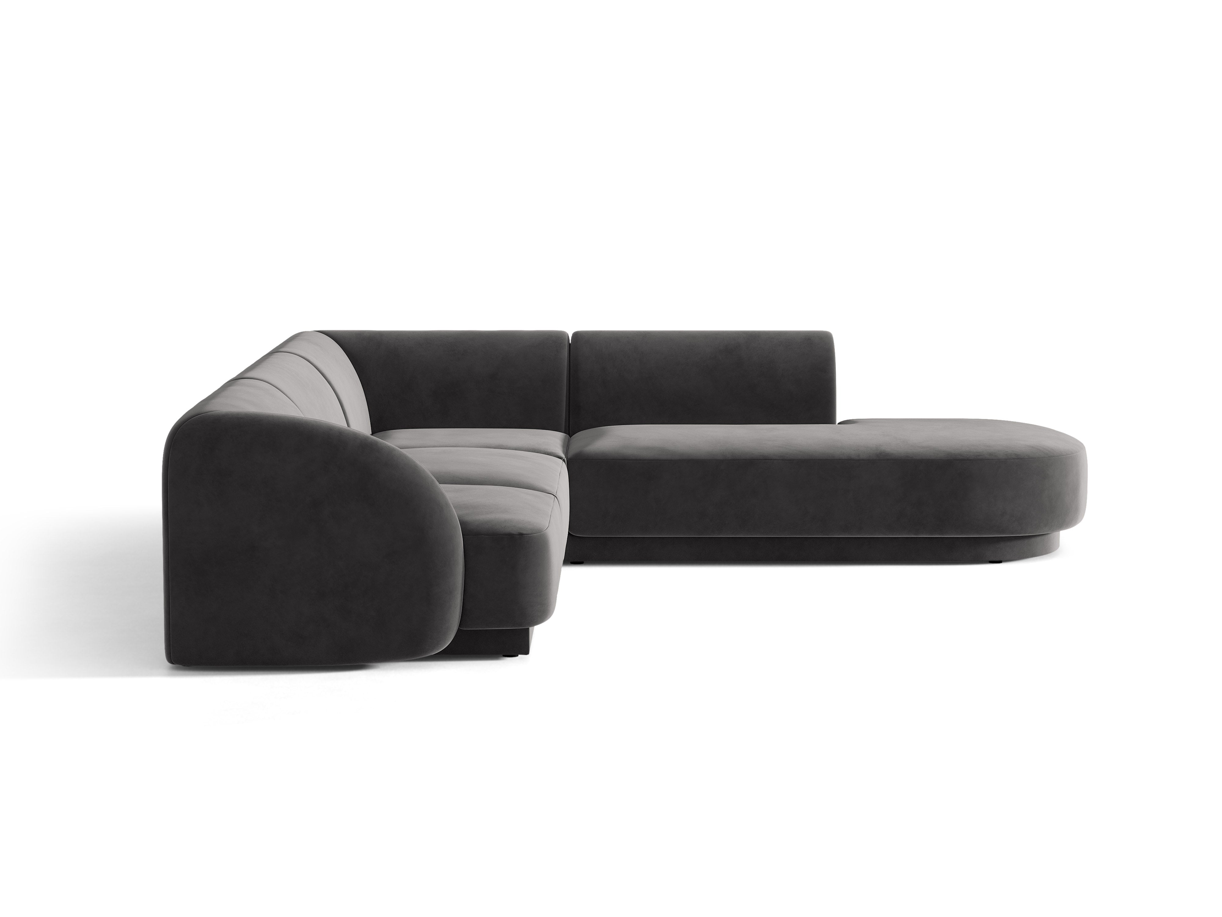 Narożnik aksamitny 6-osobowy prawostronny MILEY ciemnoszary – sofa narożna