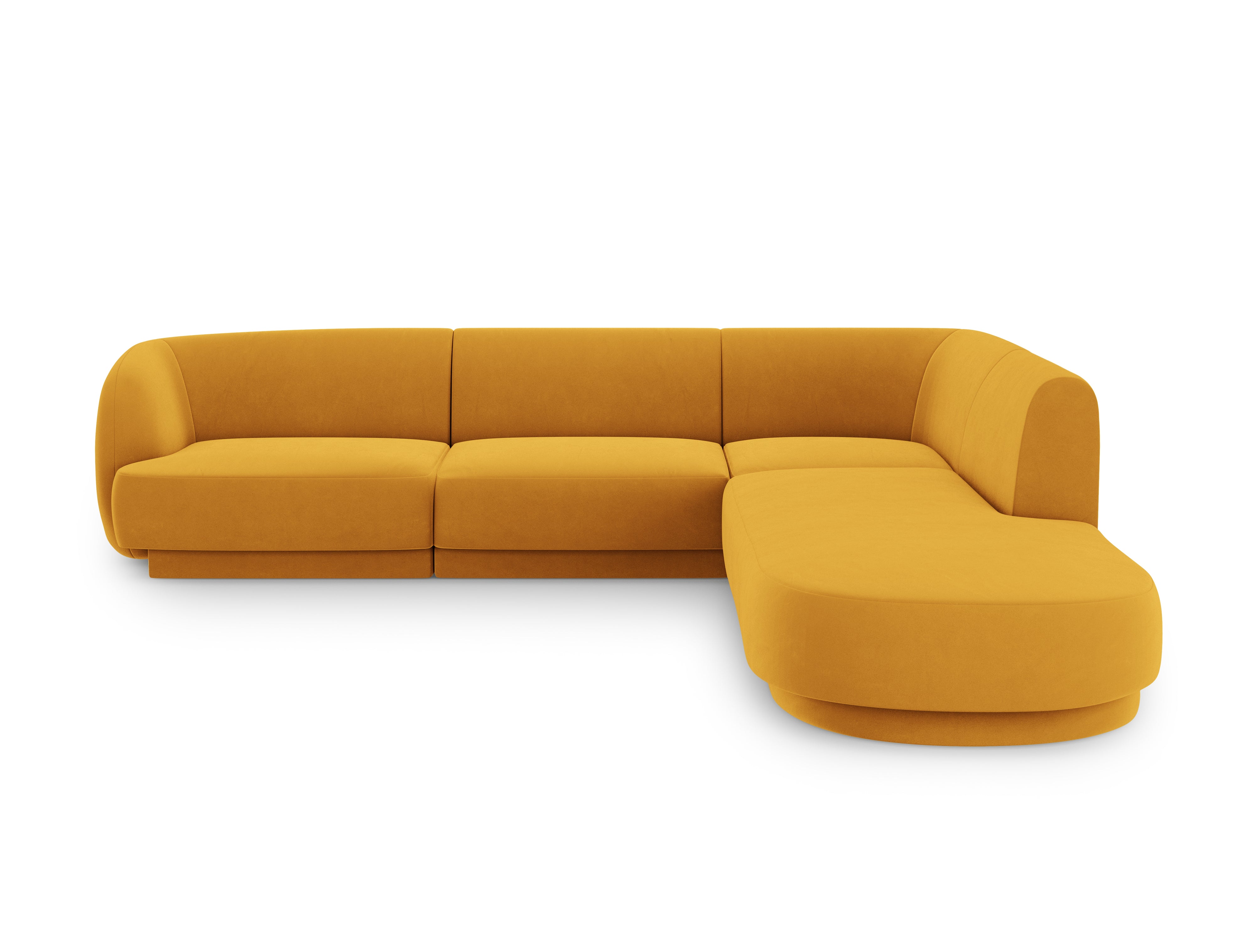 Narożnik aksamitny 6-osobowy prawostronny MILEY żółty Micadoni    Eye on Design