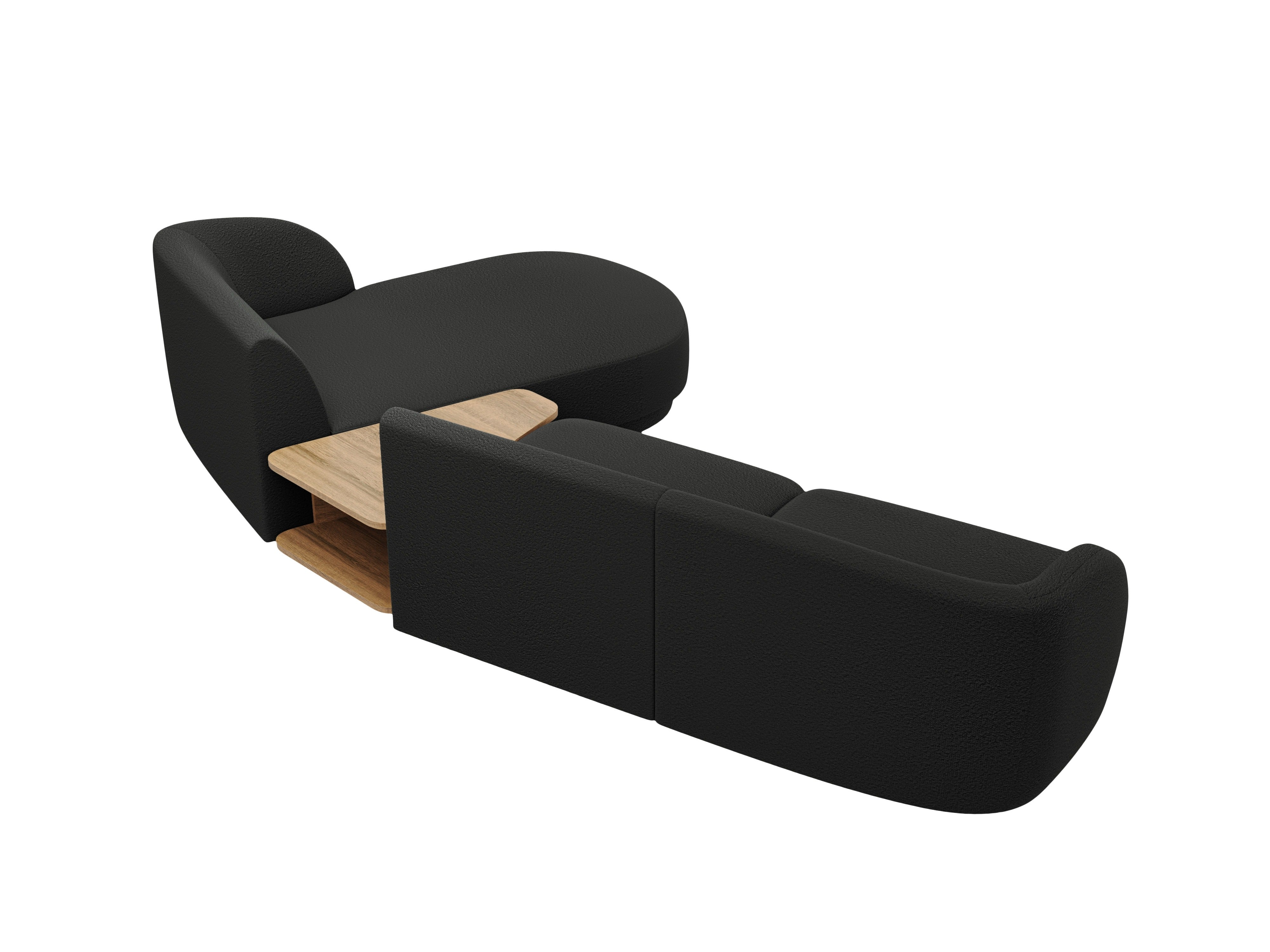 Modulares Ecksofa mit Tisch 3-sitzig rechts MILEY schwarz Boucle