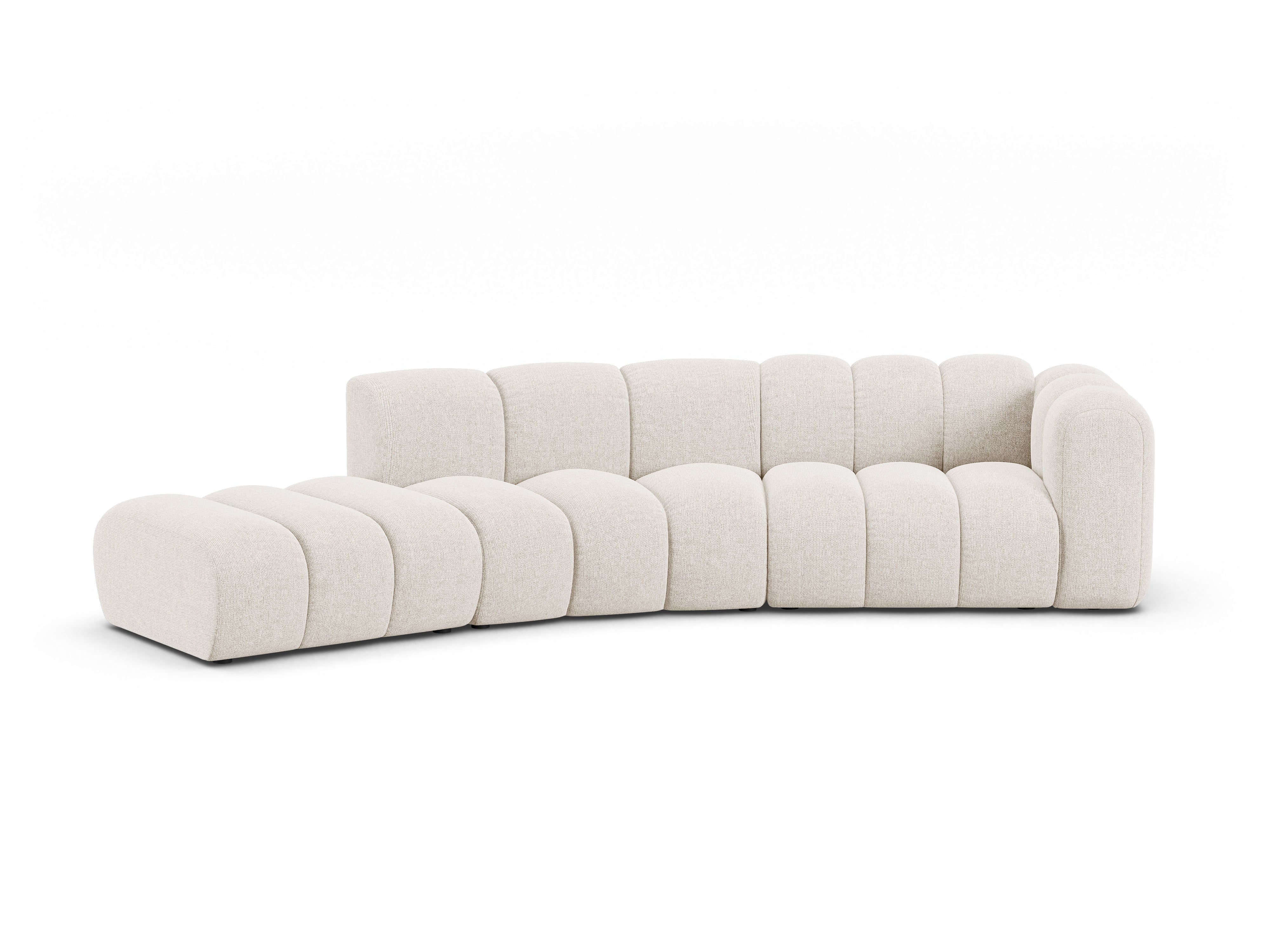 Sofa 5-sitzige linksseitige LUPINE hellbeige Chenille