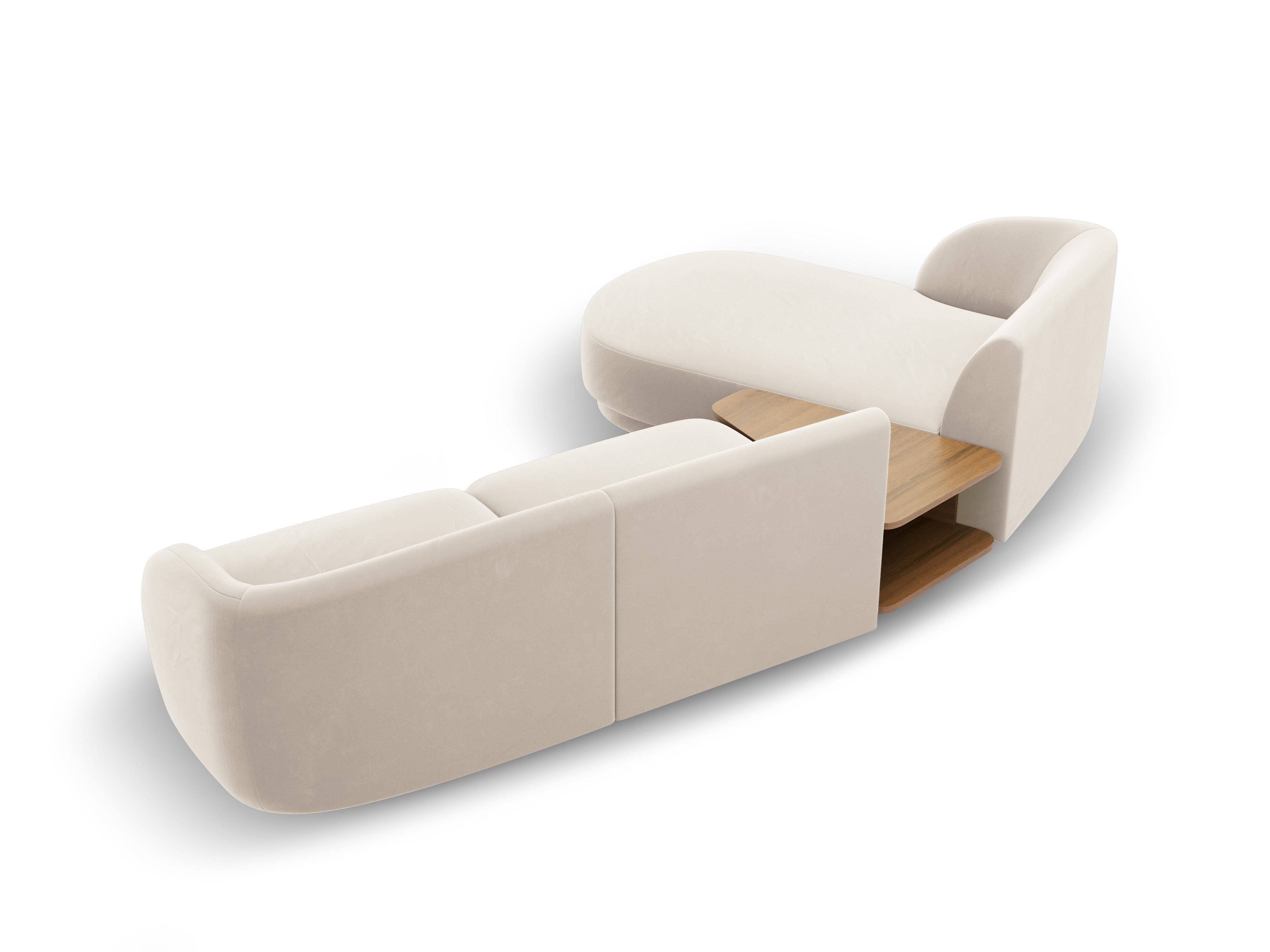 Modulaire hoekbank met tafel 3-zits links MILEY lichtbeige
