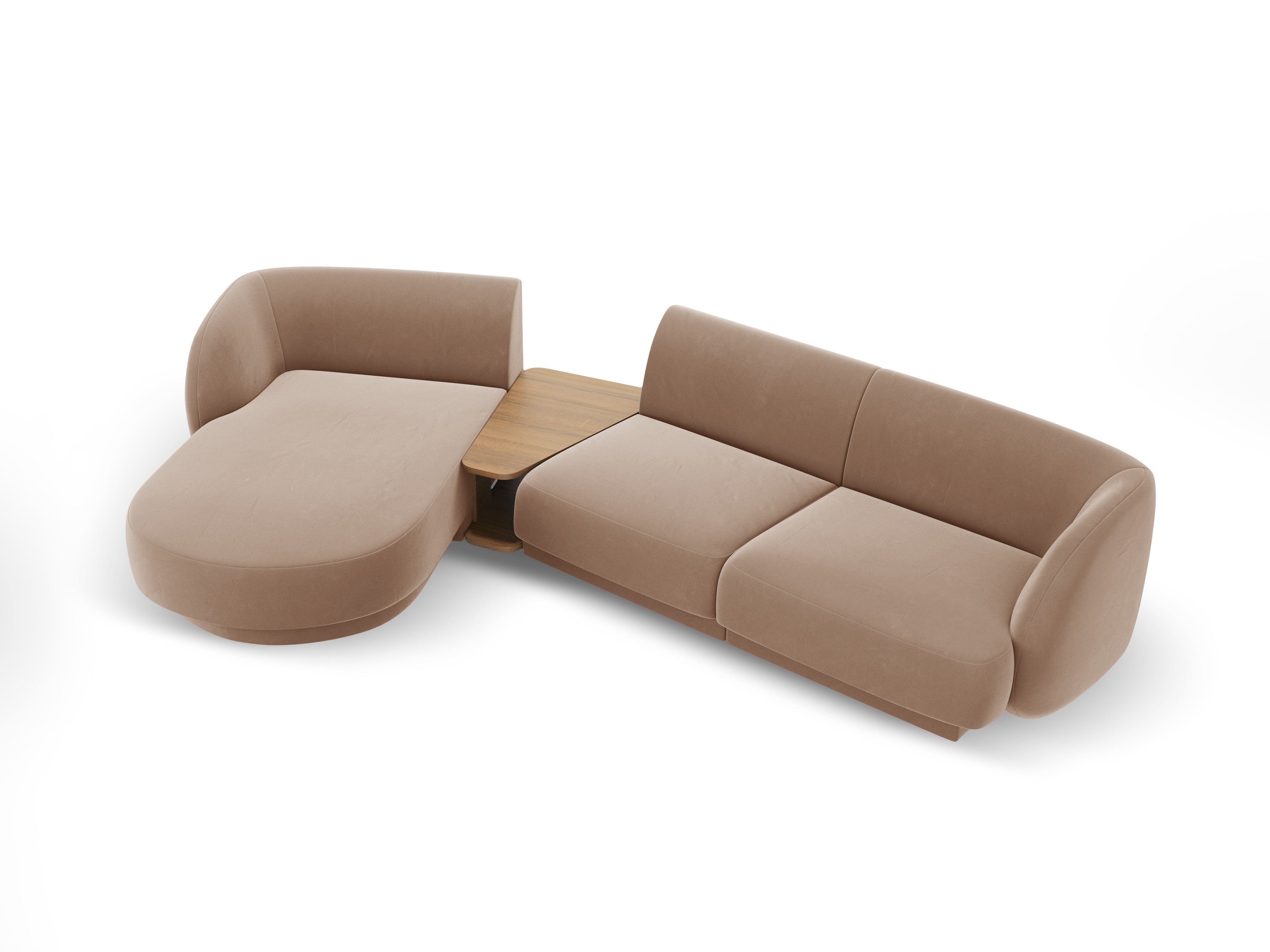 Modular corner sofa with table 3-seater left-sided MILEY cappuccino