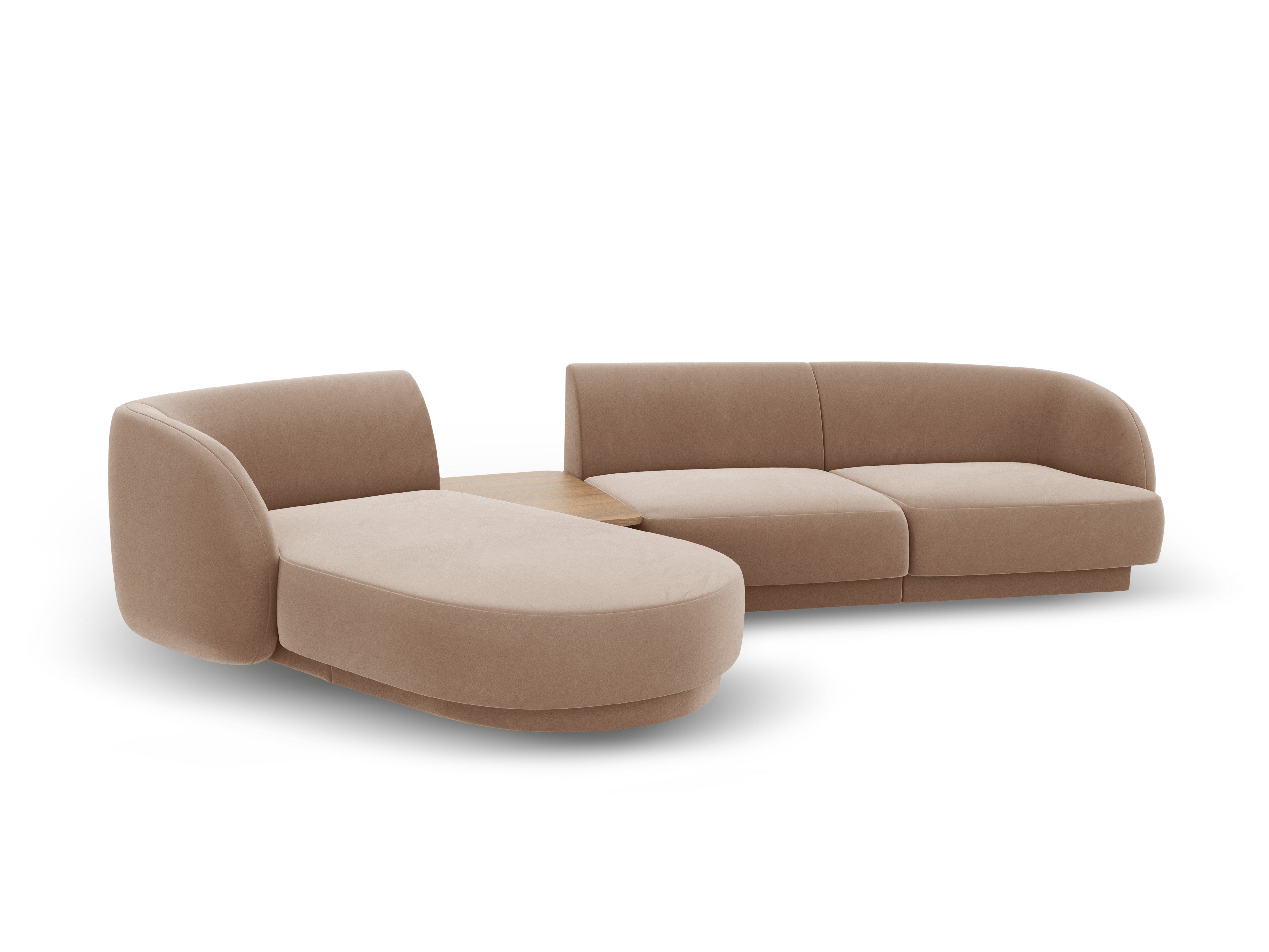 Modular corner sofa with table 3-seater left-sided MILEY cappuccino