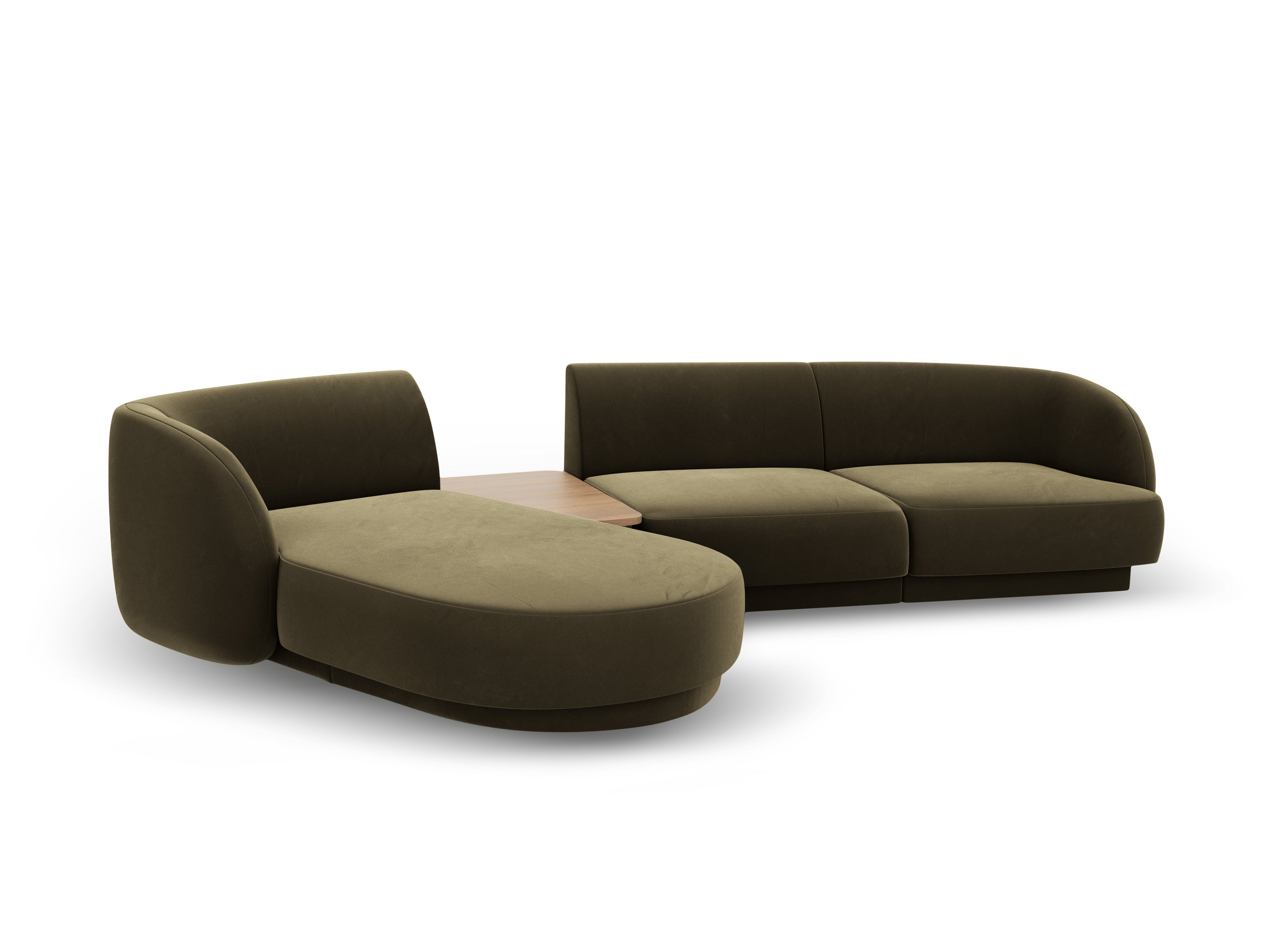 Modulares Ecksofa mit Tisch, 3-Sitzer, links, MILEY, grün