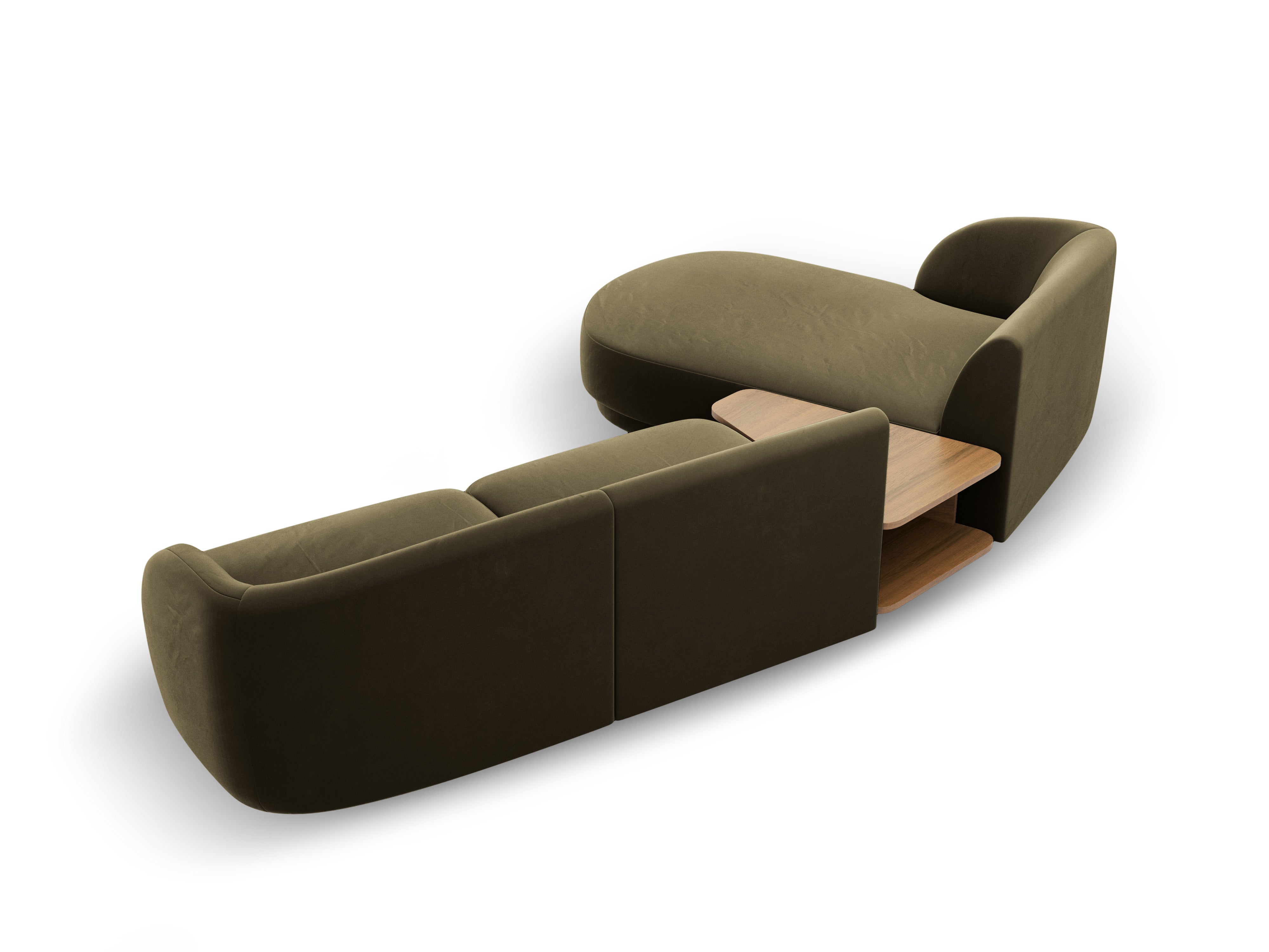 Modulares Ecksofa mit Tisch, 3-Sitzer, links, MILEY, grün
