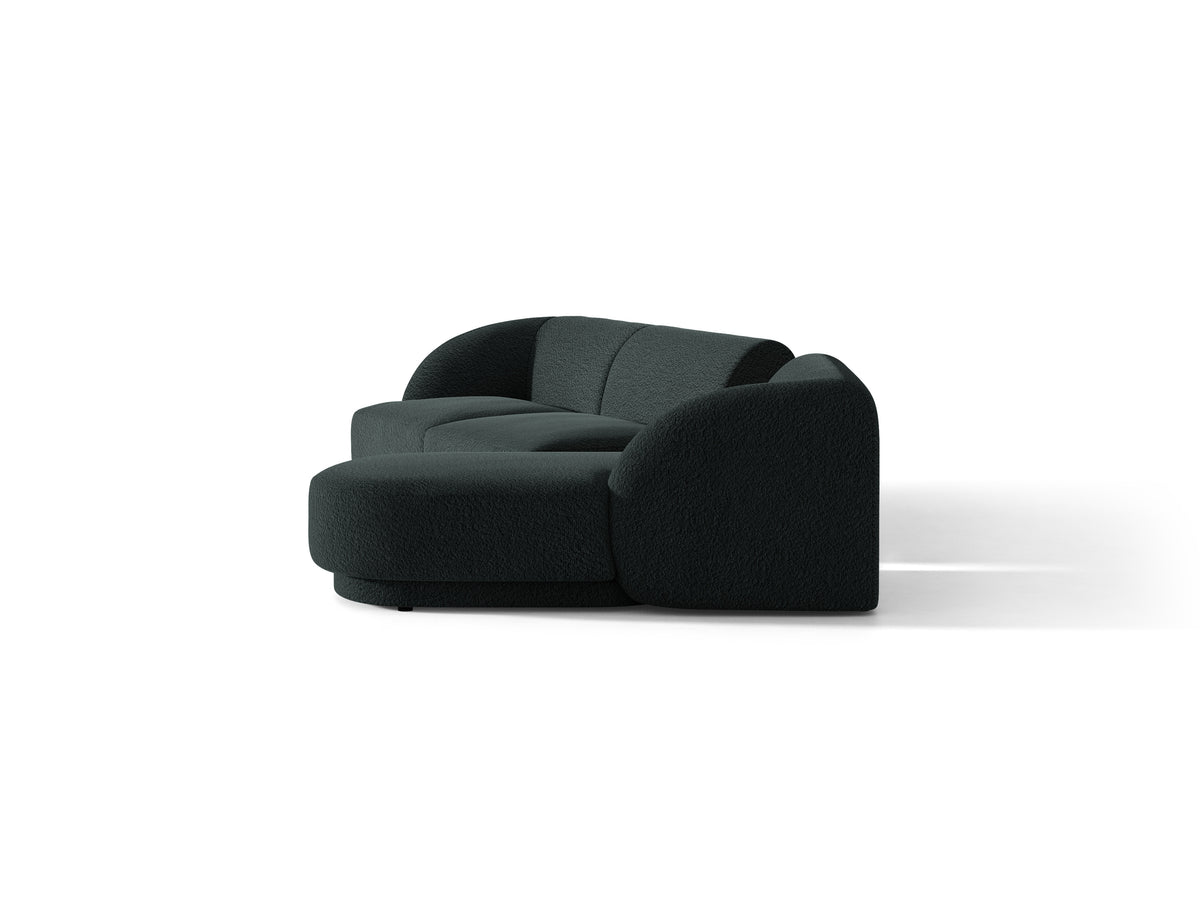 Narożnik modułowy ze stolikiem 3-osobowy prawostronny MILEY czarny boucle – sofa narożna