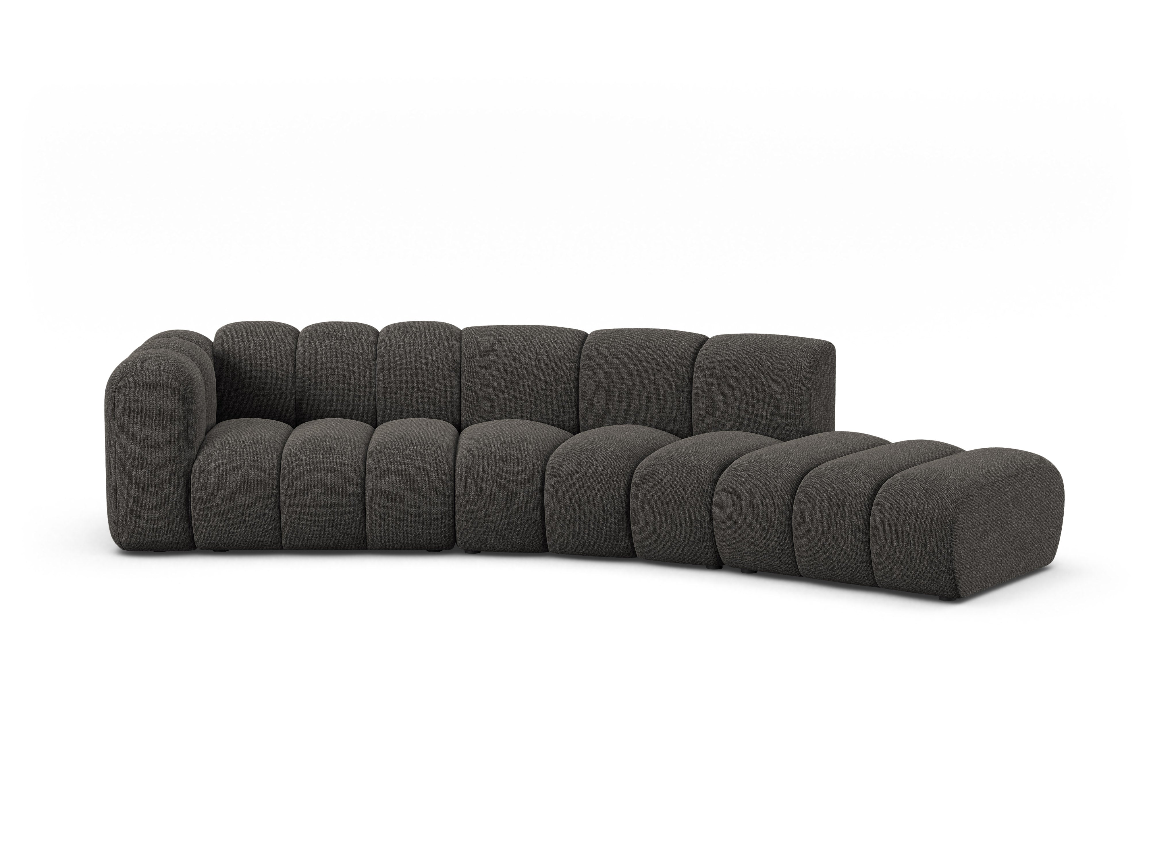 Sofa 5-persoons rechts LUPINE grijs chenille