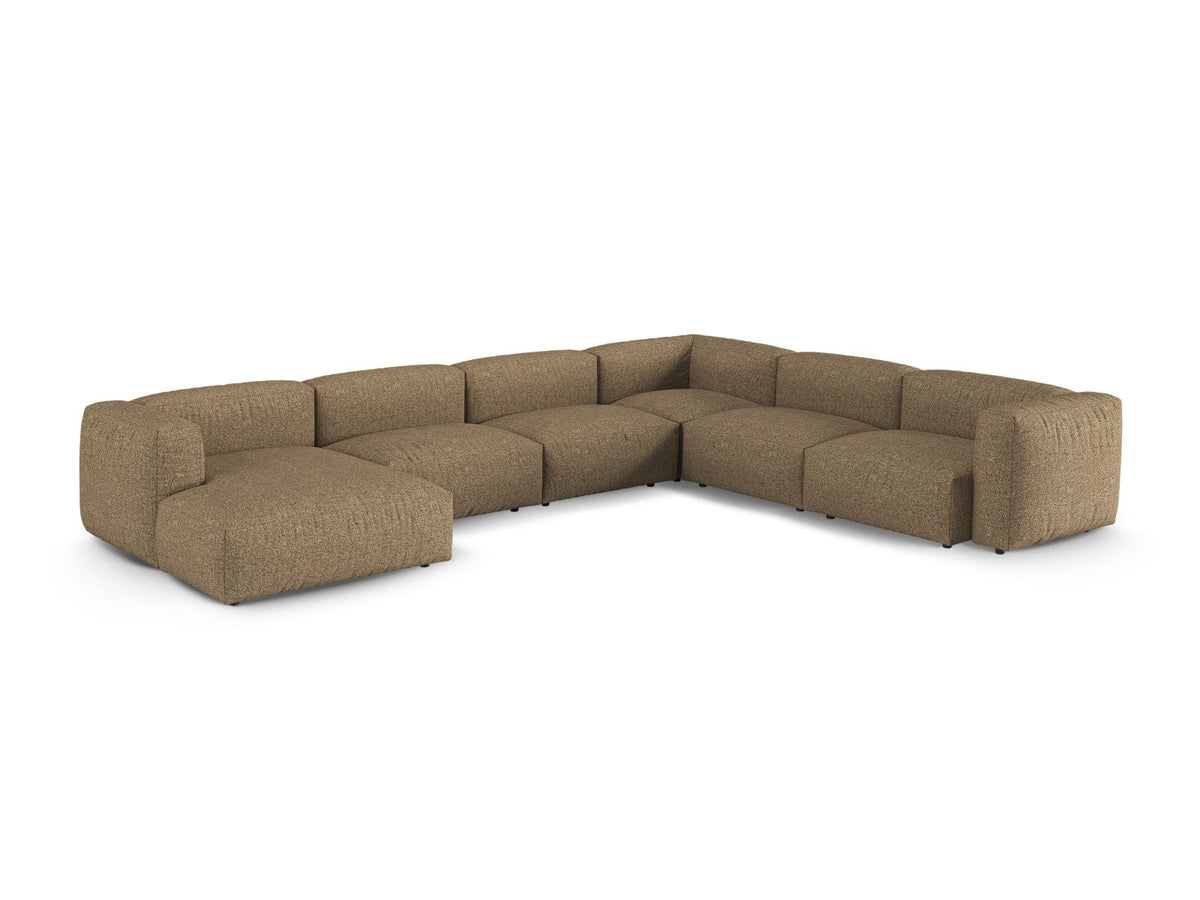 Narożnik modułowy prawostronny duży XL MARTINA cappuccino boucle – ujęcie boczne
