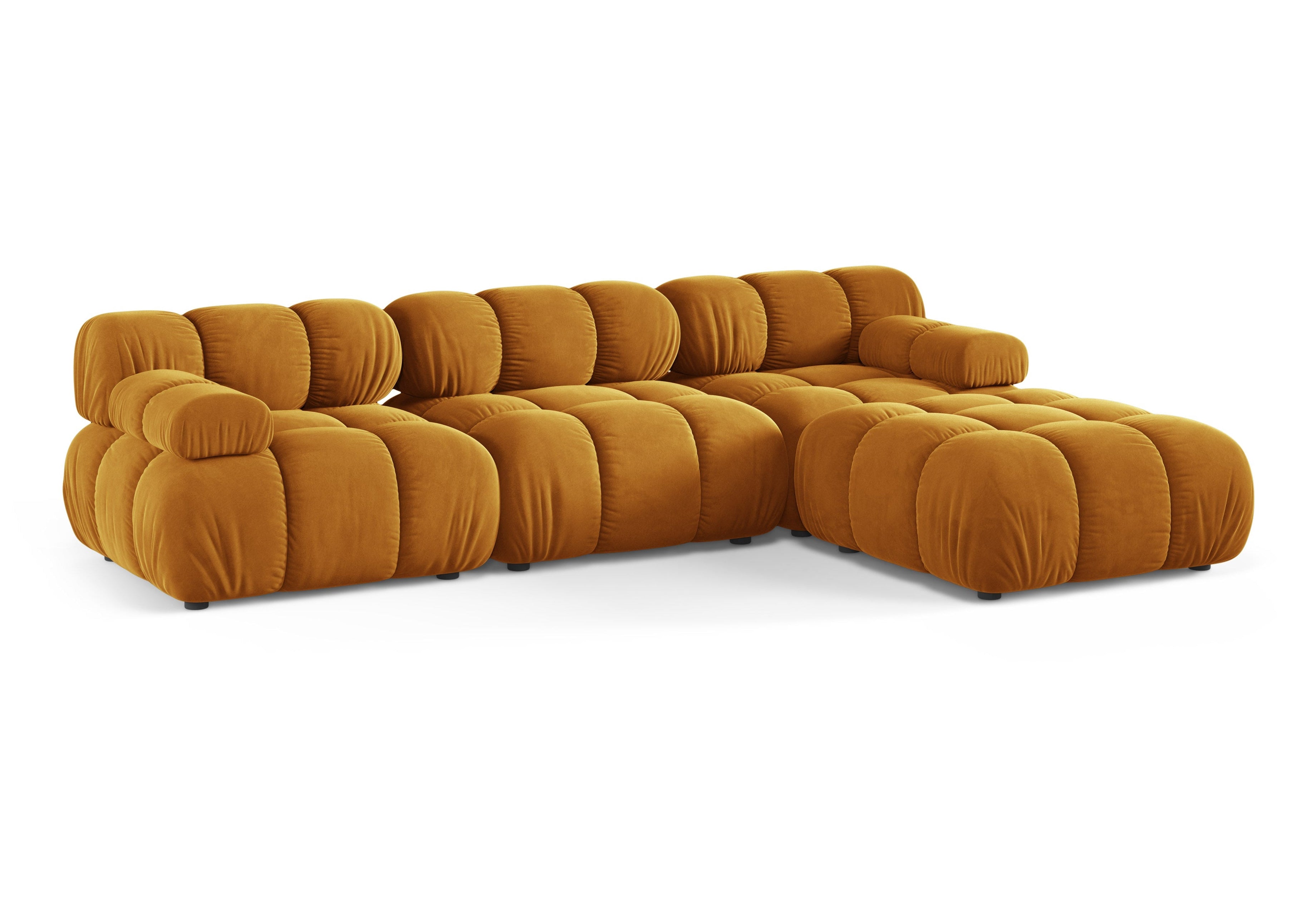 Universele hoekbank BELLIS in mosterdkleurig velours