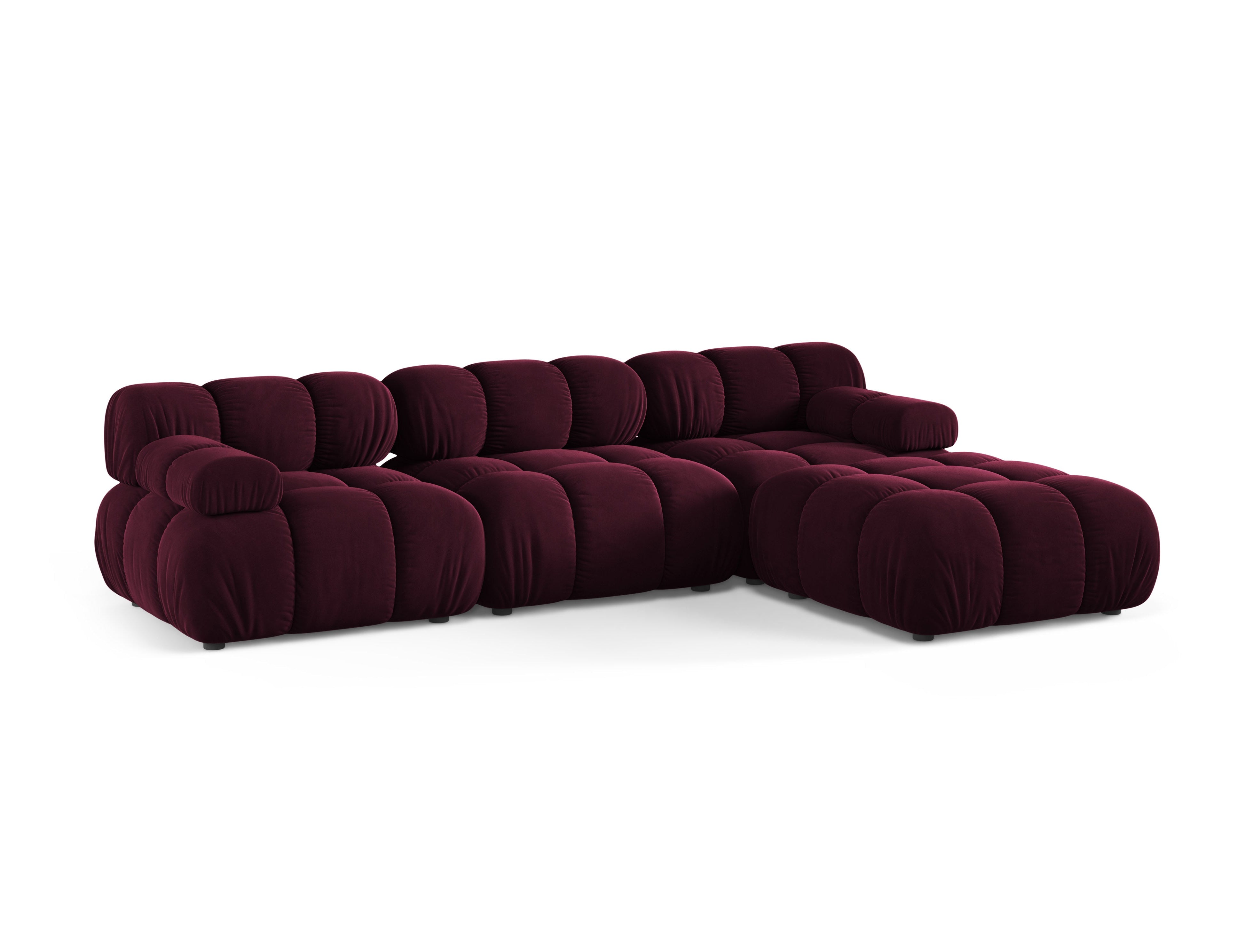 Universele hoekbank BELLIS in bordeaux fluweel