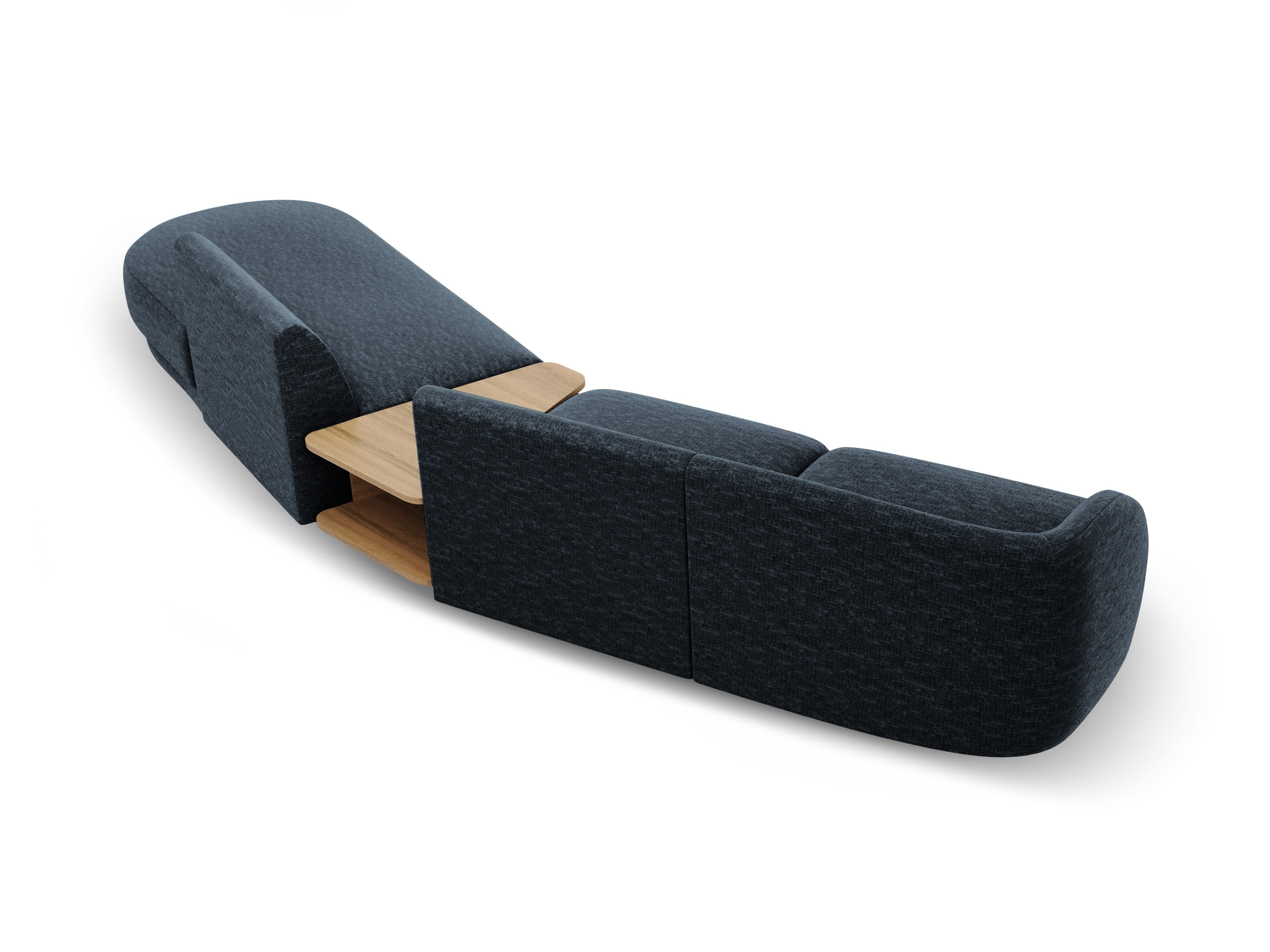 Modulaire bank rechts met tafel voor 4 personen MILEY koninklijk blauw chenille zijdeachtig