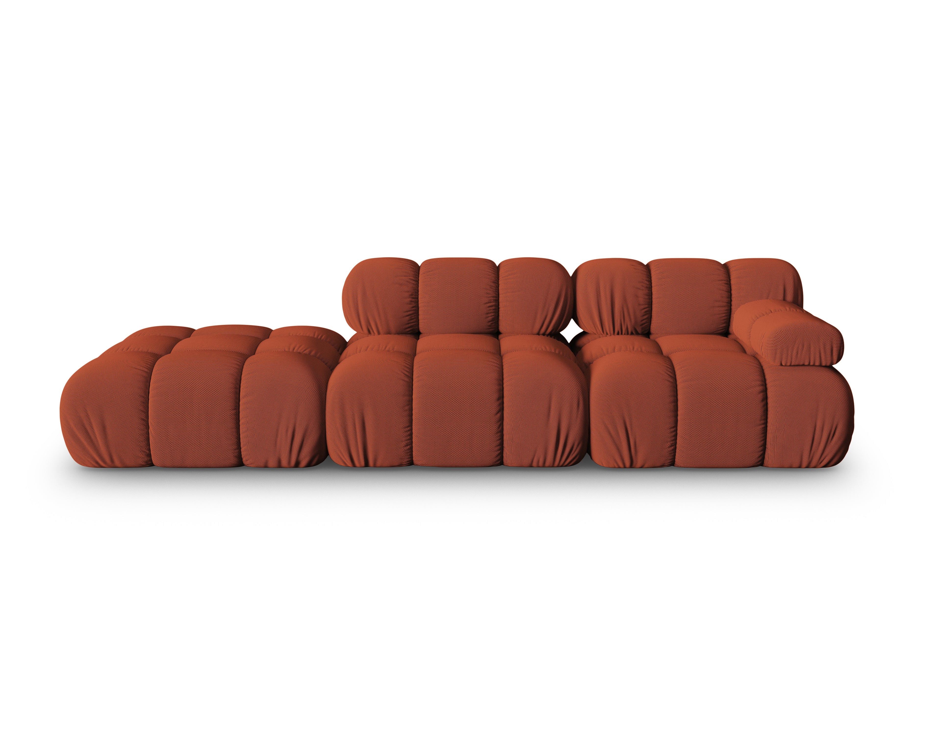 Modulaire open linker bank BELLIS in baksteen 3D stof