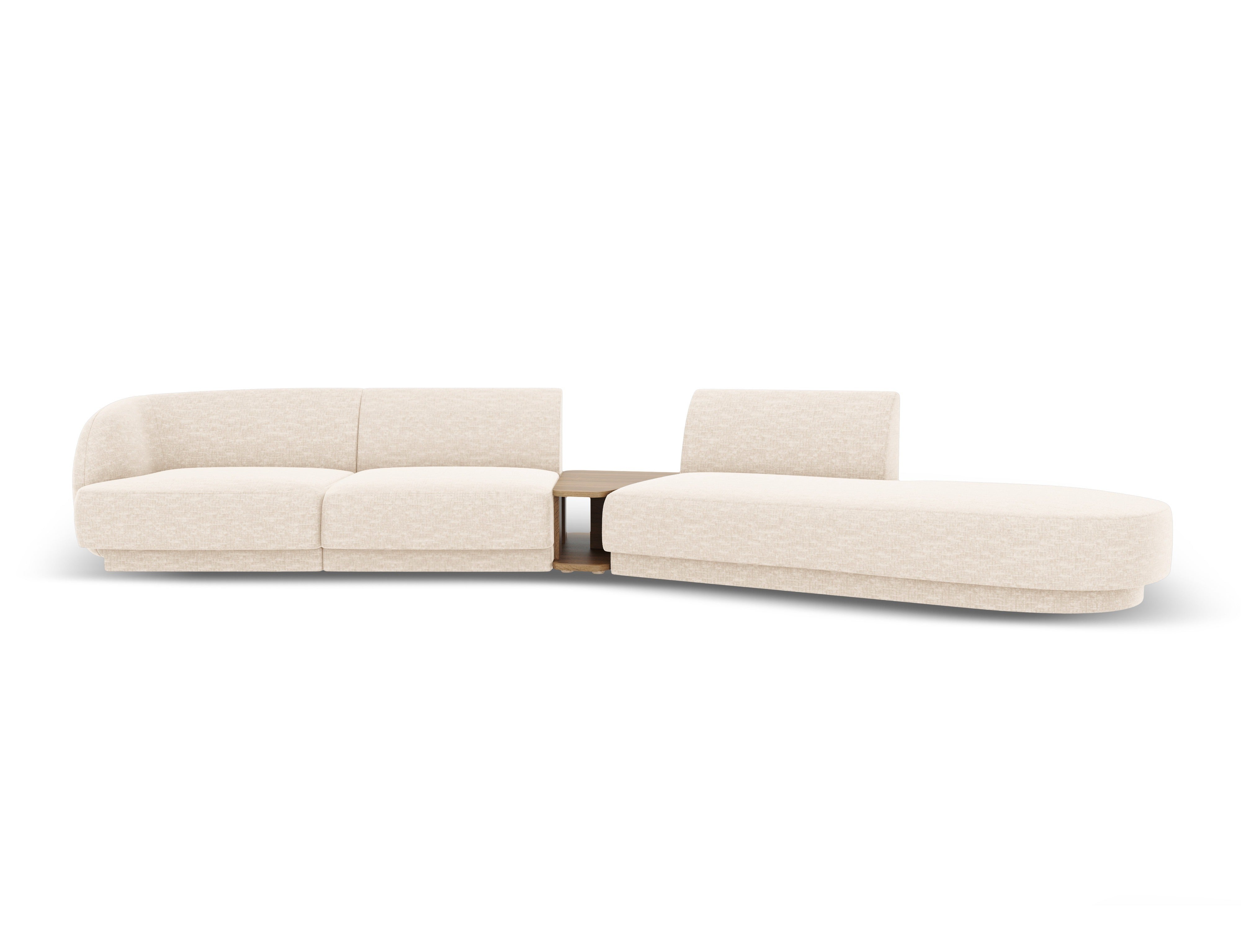 Modulares Sofa mit Tisch, 4-Sitzer, rechtsseitig, MILEY, Elfenbein, Chenille