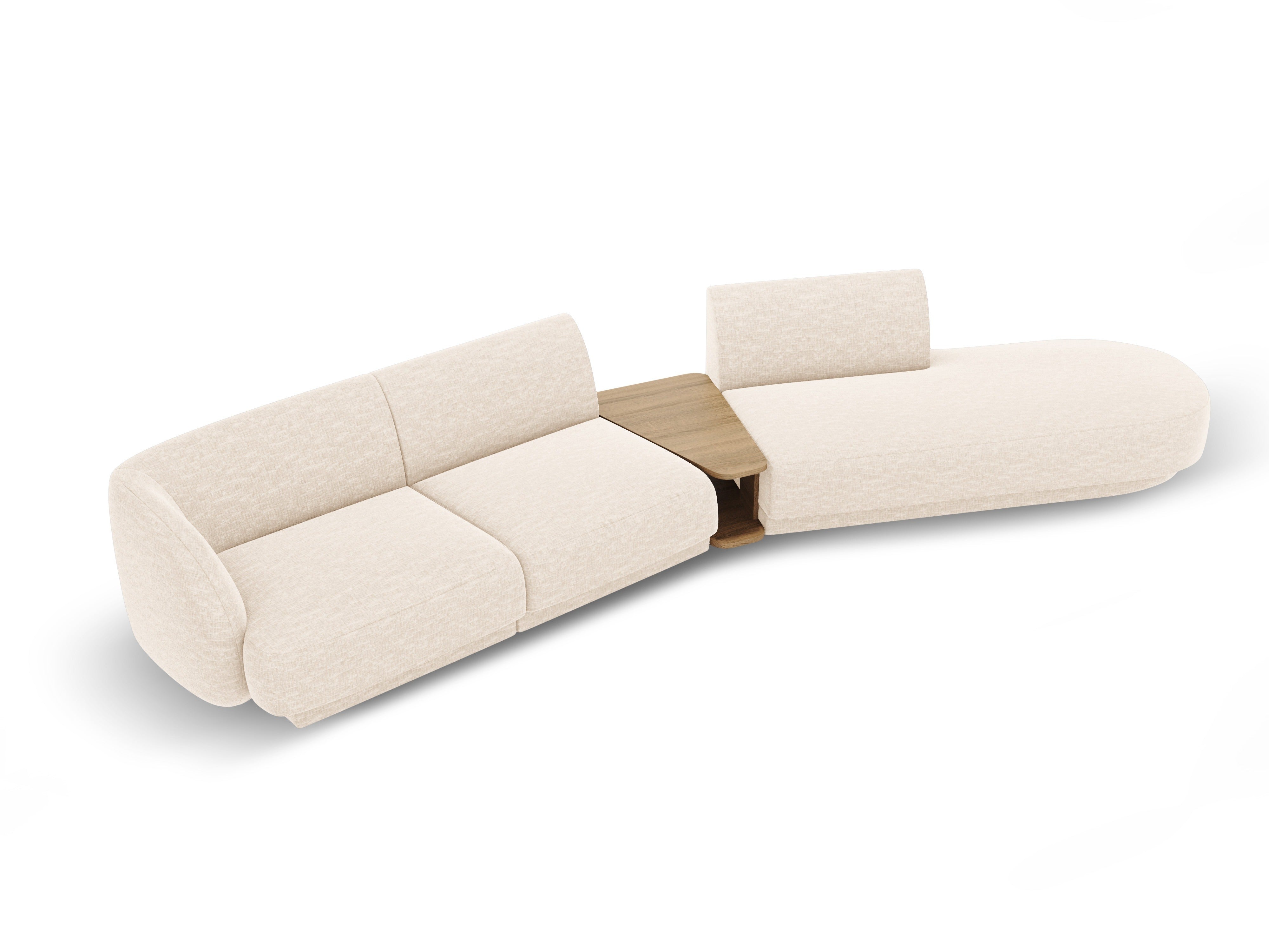 Modulares Sofa mit Tisch, 4-Sitzer, rechtsseitig, MILEY, Elfenbein, Chenille